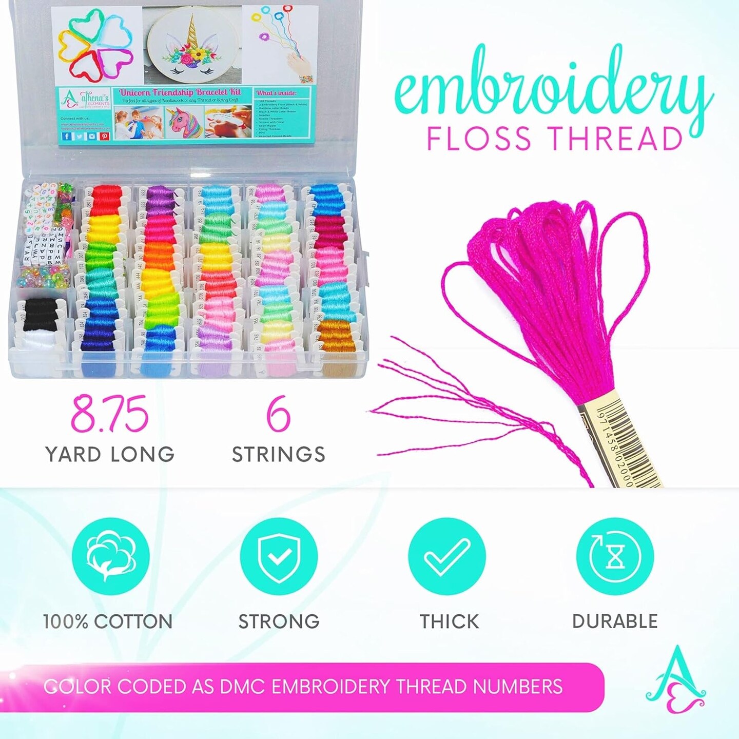 Embroidery Floss, Friendship Bracelet String Kit - 276Pcs Thread and Accessories - Perfect for Bracelet Making & DIY Embroidery Projects | Bonus Accessories Included- Supplies