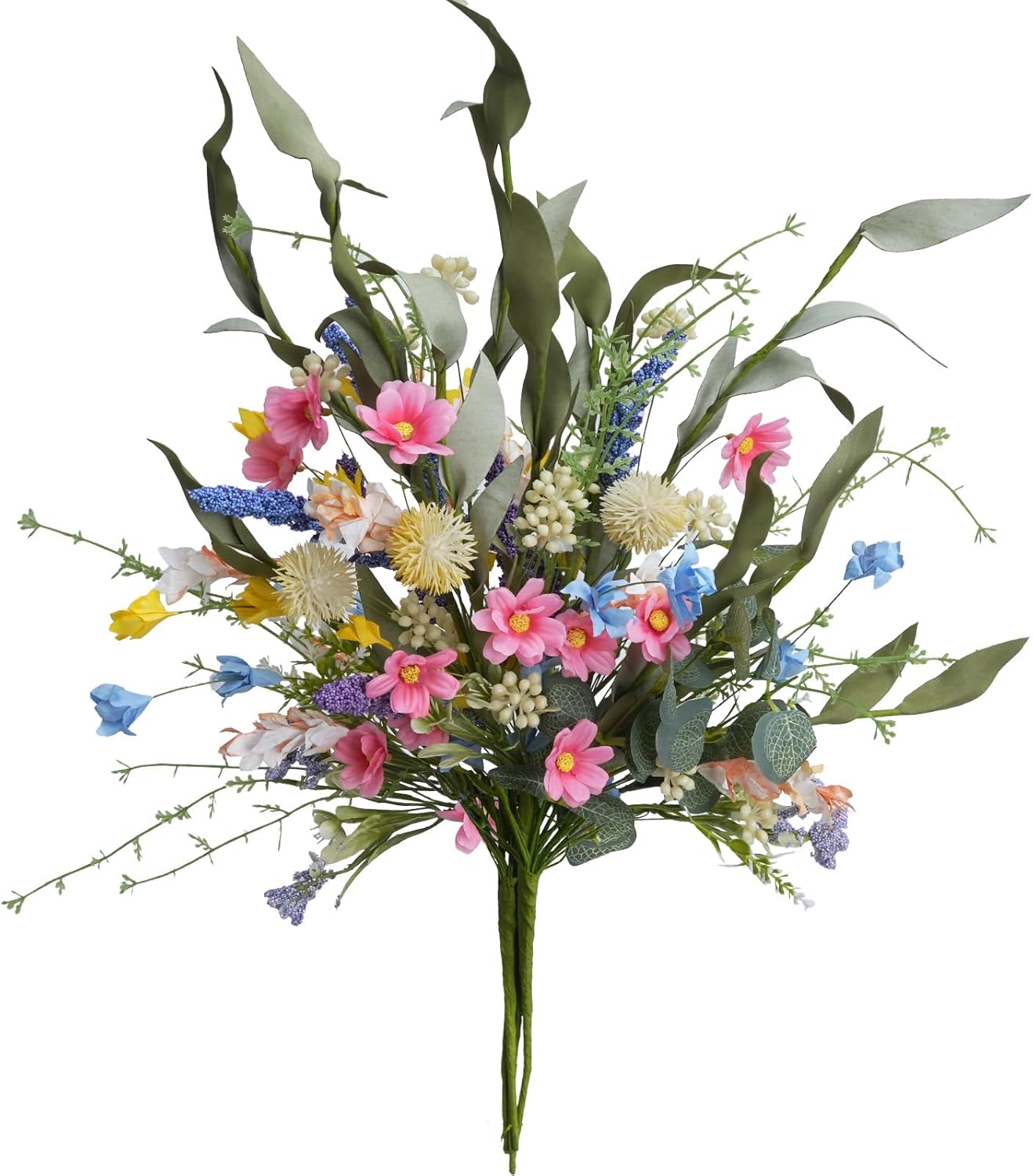 4 Bundles Artificial Summer Tabletop Floral Arrangements Flowers Daisy Bouquet Lavender Wildflowers Fake Flowers Bouquet Artificial Plants &#x26; Flowers