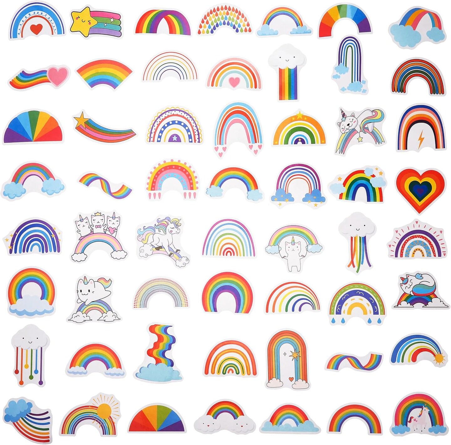 100 Pack Rainbow Stickers, Rainbow Party Favors, Birthday Decorations