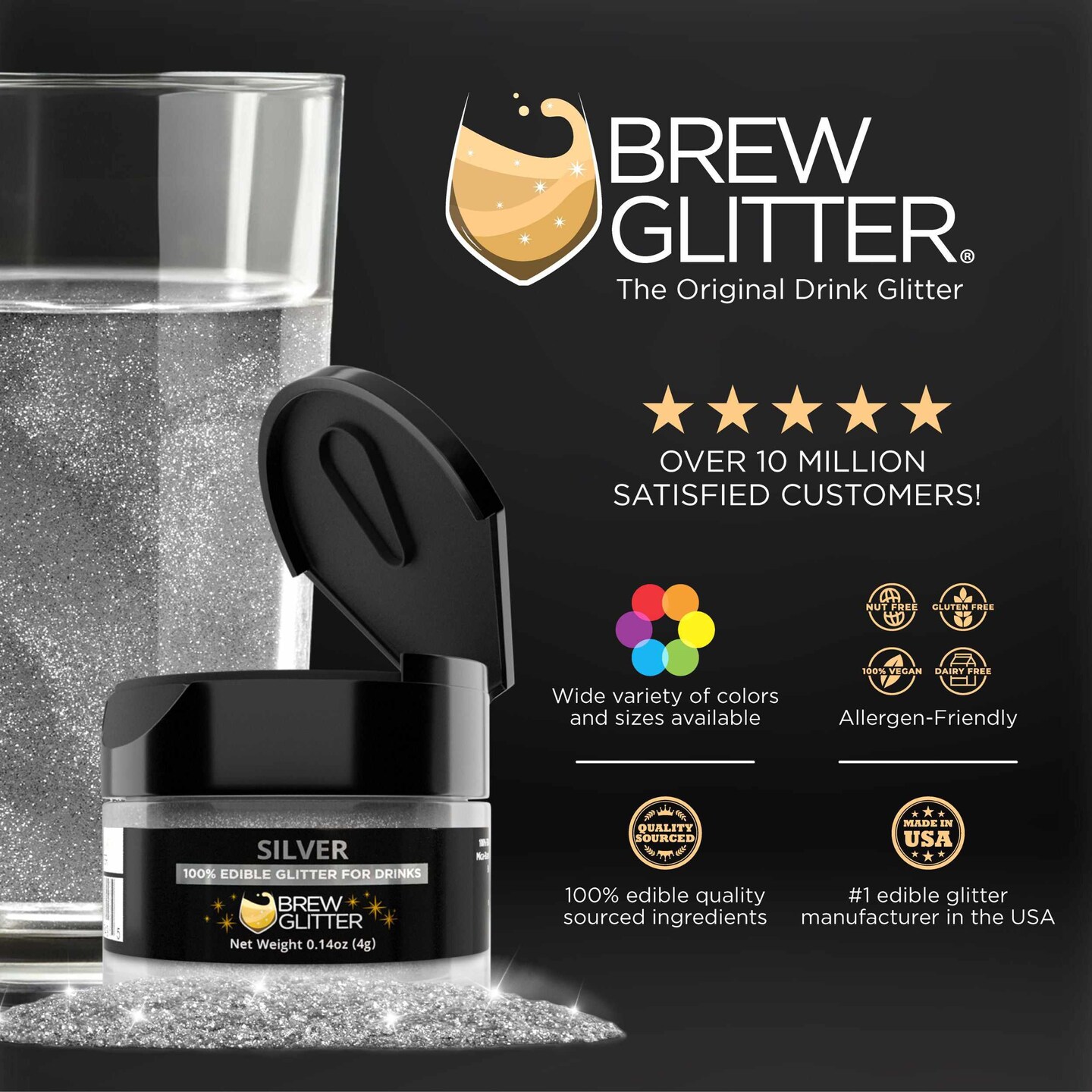 Silver Edible Glitter Spray Pump | Brew Glitter&#xAE;