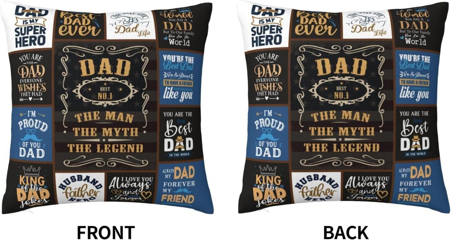 Dad Gifts from Daughter, Gift for Dad from Son, Dads Birthday Gifts Ideas, Presents for Dad from Kids, Best Dad Gifts, Father Bday Gifts Throw Pillow Covers 18 x 18 Inch