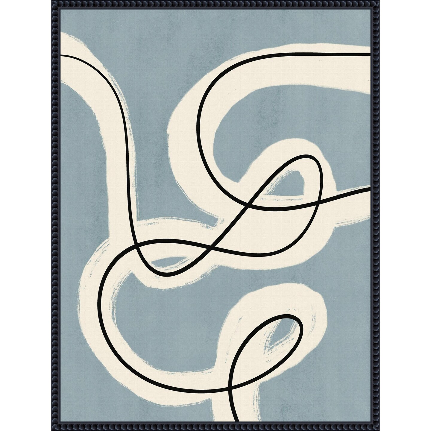 Minimalist line art in blue grey by Little Dean Framed Canvas Wall Art