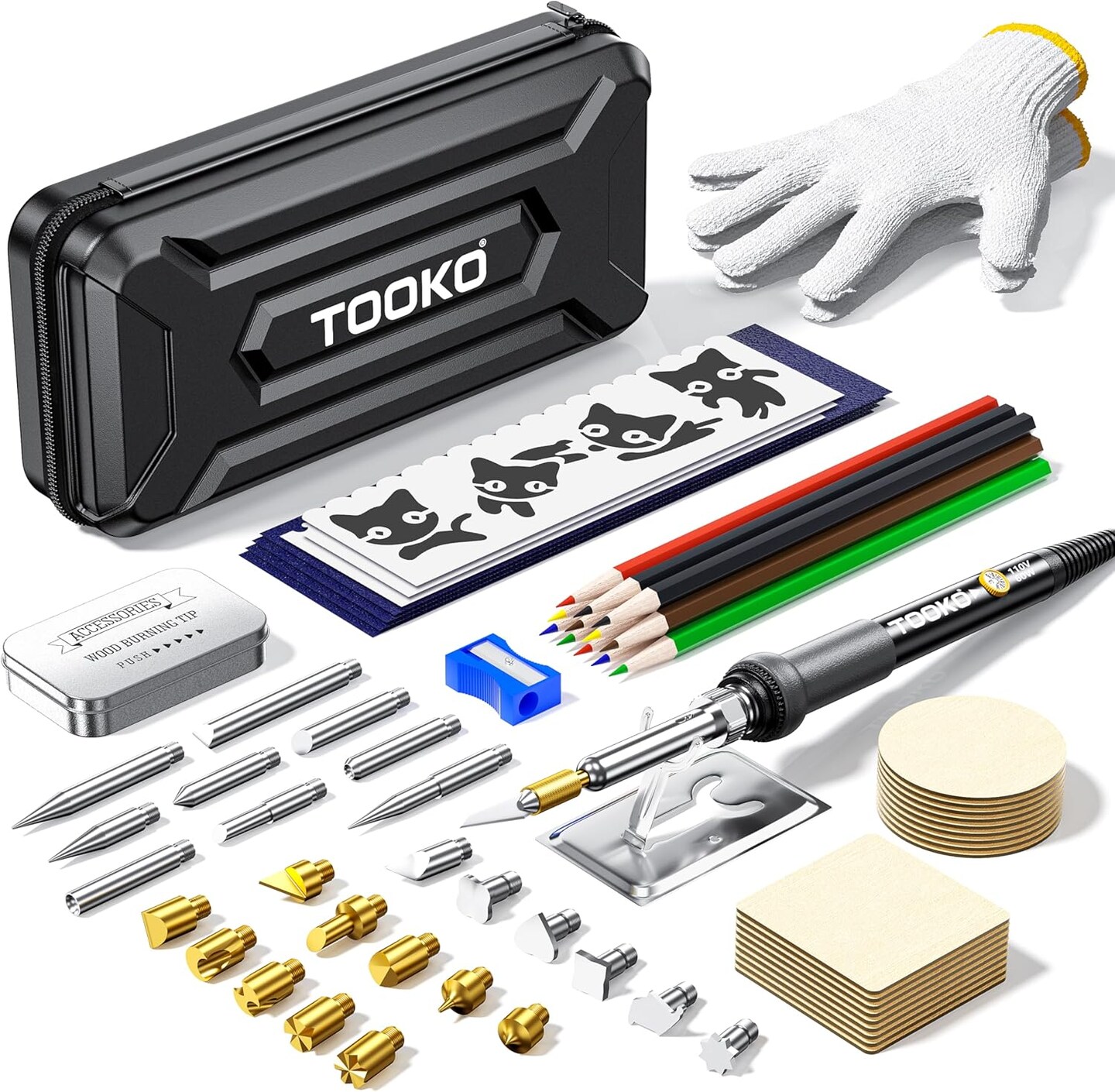 96pcs Wood Burning Kit, Professional Wood Burner Pen Tool, Creative Tool Set Adjustable Temperature WoodBurner for Embossing/Carving,Suitable for Beginners,Adults (BLACK)