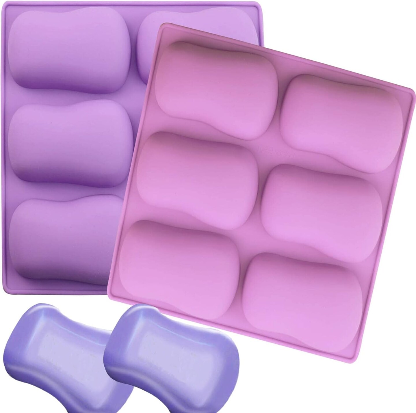 2 Pack Oval Silicone Soap Molds&#xFF0C;6 Cavity Soap Molds for Soap Making Silicone Molds for Soap Bath Bombs Shower Steamer Lotion Bars
