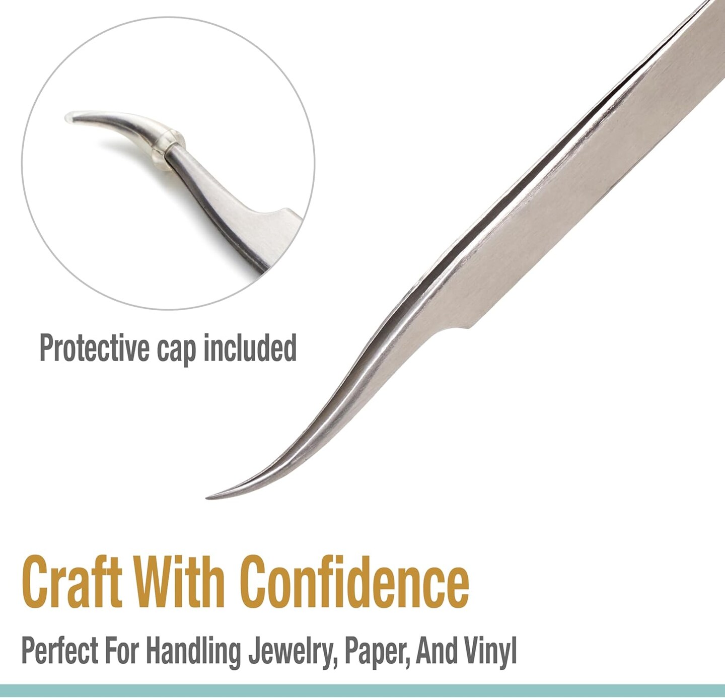 High Precision Curved Tip Tweezers - 4.5&#x22; Craft Tweezers for Sewing, Beading &#x26; DIY Crafts - Non-Serrated Jewelry Tweezer Set with Fine Curved Tips - Stainless Steel Hobby Tweezers