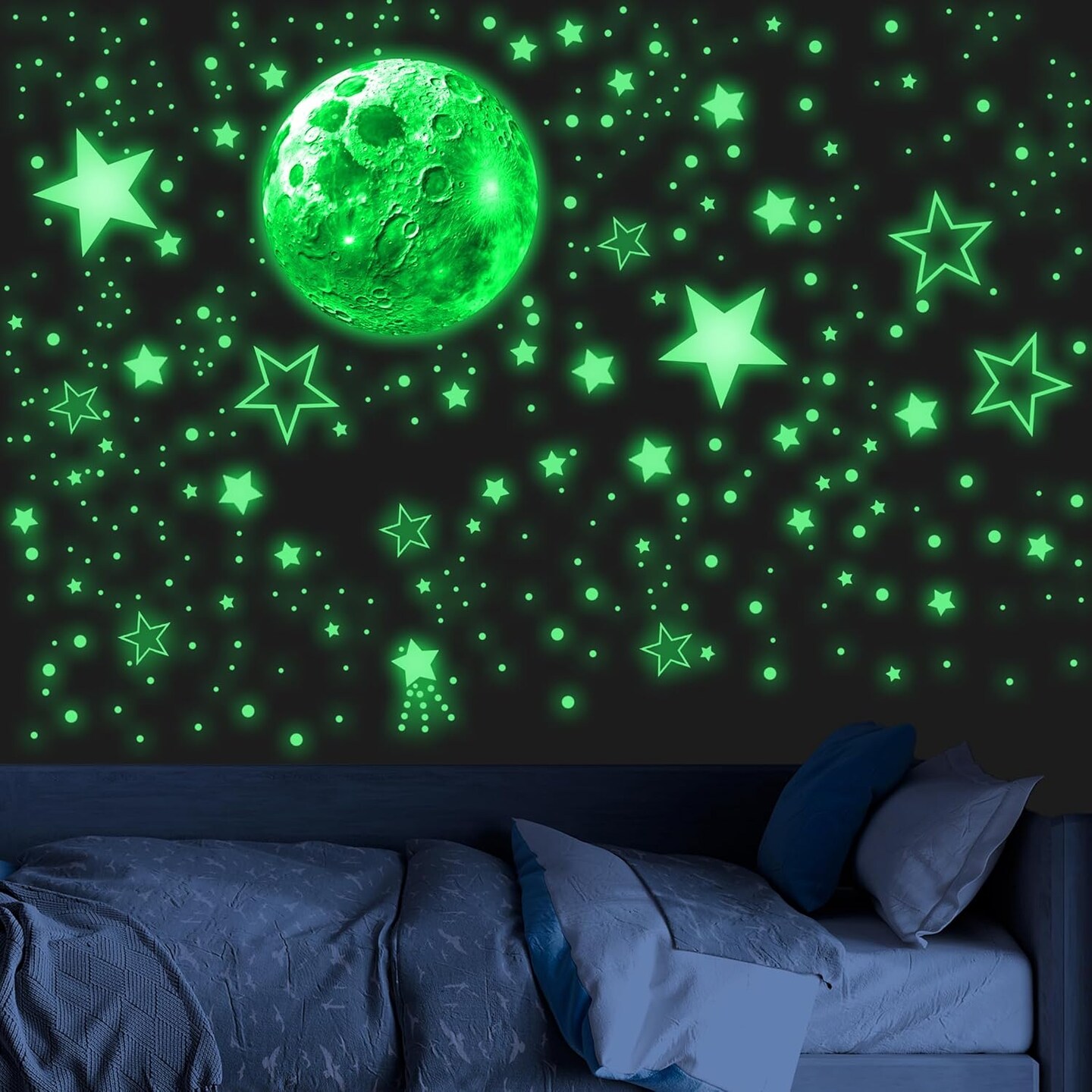 965pcs Glow-in-the-Dark Stars & Moon Wall Decals – Luminous Galaxy Stickers for Kids’ Room & Nursery