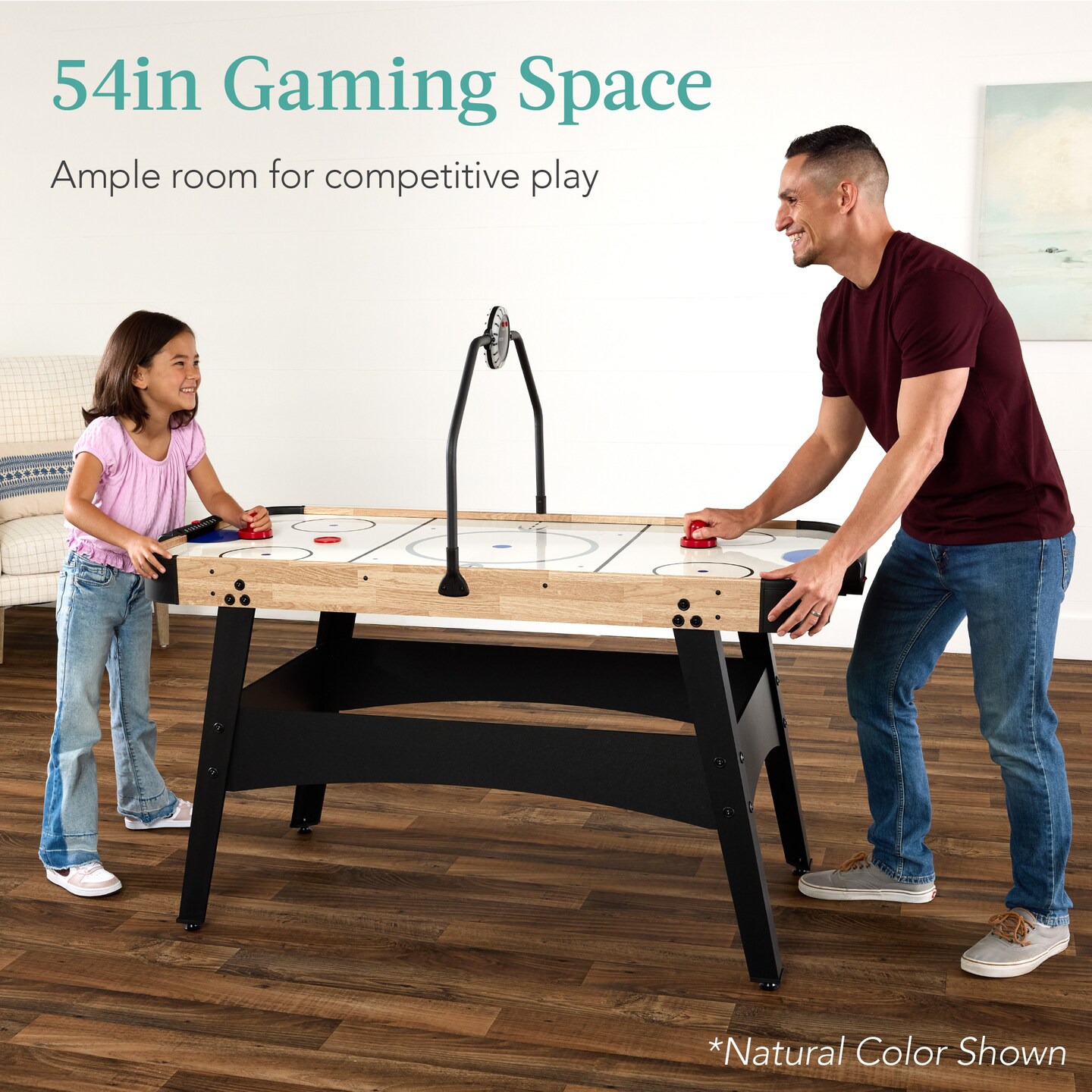 Best Choice Products 54in Air Hockey Game Table w/ LED Lights, Scoreboard, Powerful Motor
