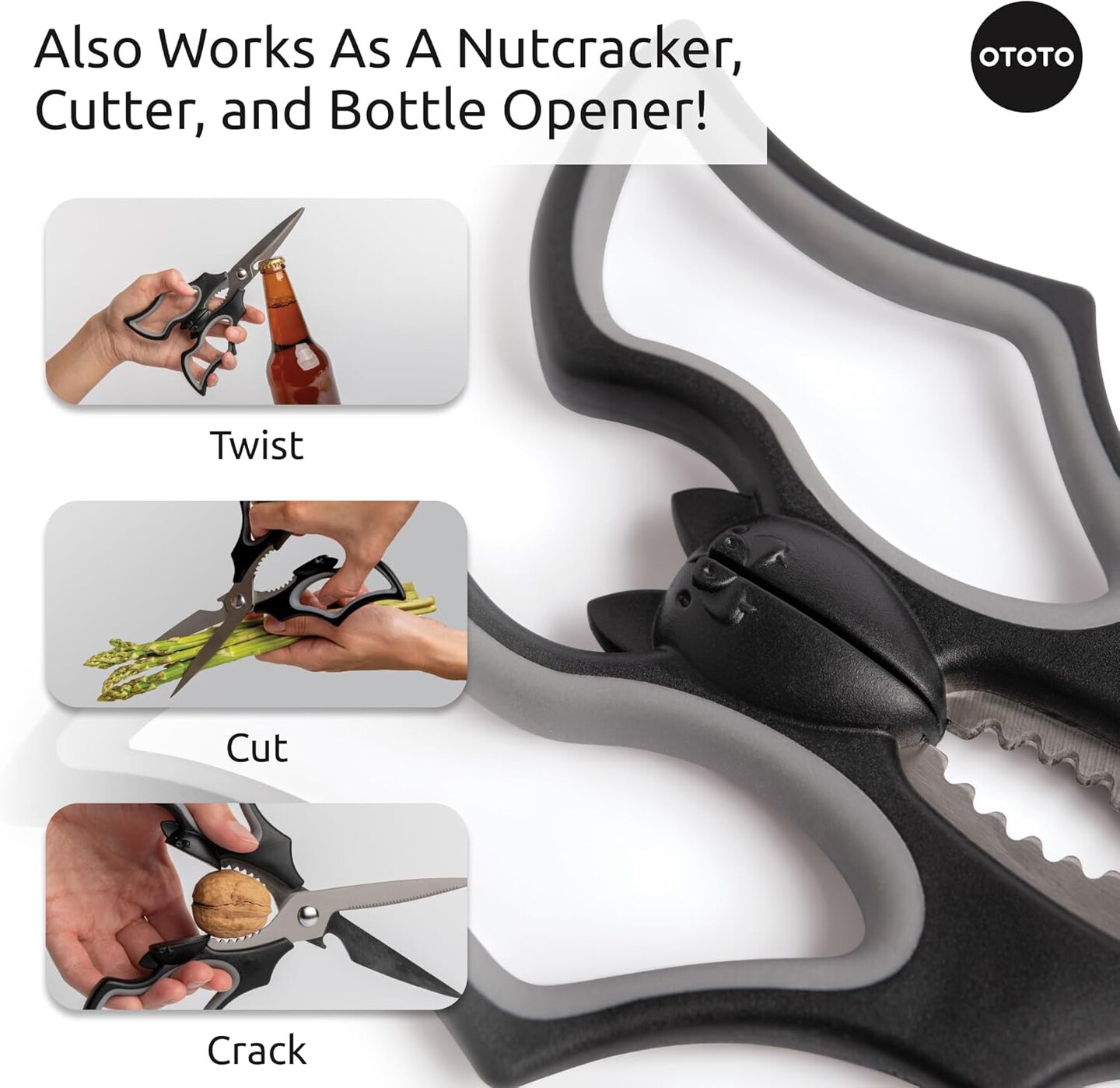 Bat-Shaped Kitchen Scissors – Gothic Halloween Cute Kitchen Shears with Stainless Steel Blades for Cooking, Meat, Veggies & Herbs – Spooky Witchy Kitchen Gadget Gift