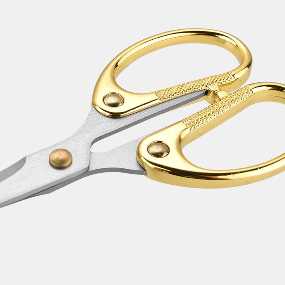 5" All Stainless Steel Office Scissors,Ultra Sharp Blade Shears,Sturdy Sharp Scissor for Office Home School Sewing Fabric Craft Supplies Multipurpose Scissors Gold