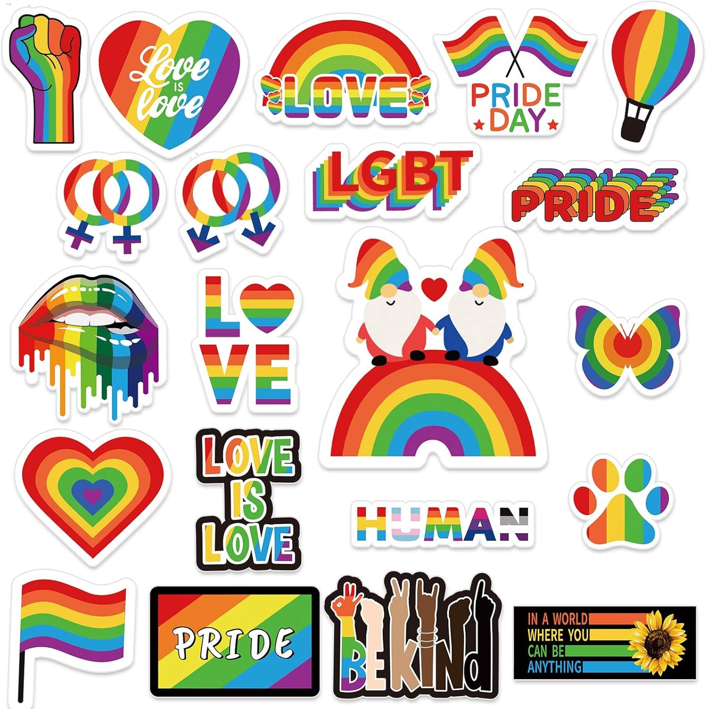 22-Pack Pride Rainbow Magnetic Stickers – Water-Resistant Car Magnets for Pride Day, Home, Fridge, Car Bumpers, and Party Decorations