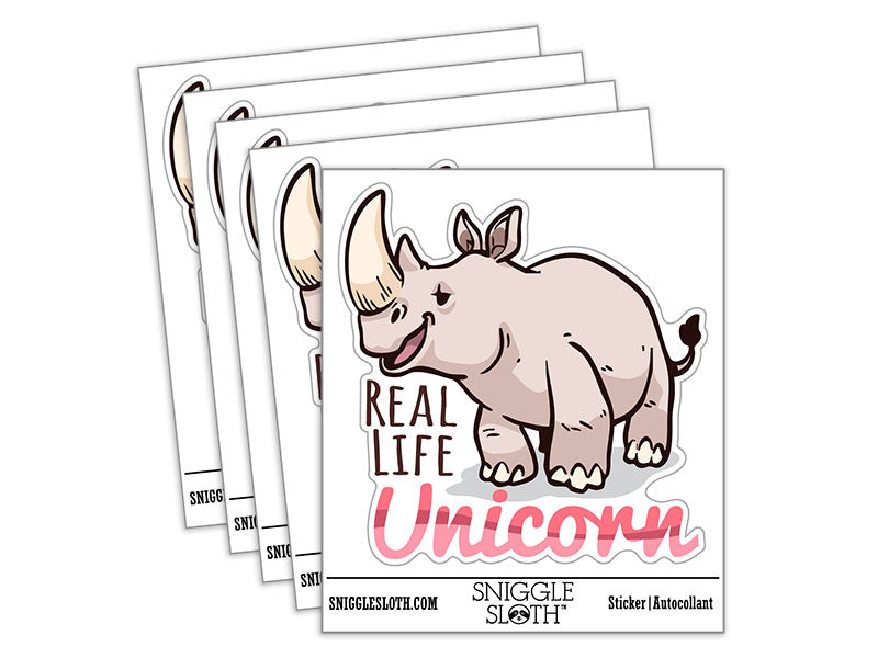 Water Bottle Sticker Set Rhino Rhinoceros Real life Unicorn Cute Waterproof Vinyl Stickers Pack Decal, Skateboard, Laptop, Car, Window, Bumper - 5 Pack