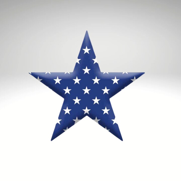 10x9.5" Metal Patriotic Star Sign – Blue & White Embossed Wall Decor for 4th of July & Summer Americana Style-MD1536C8