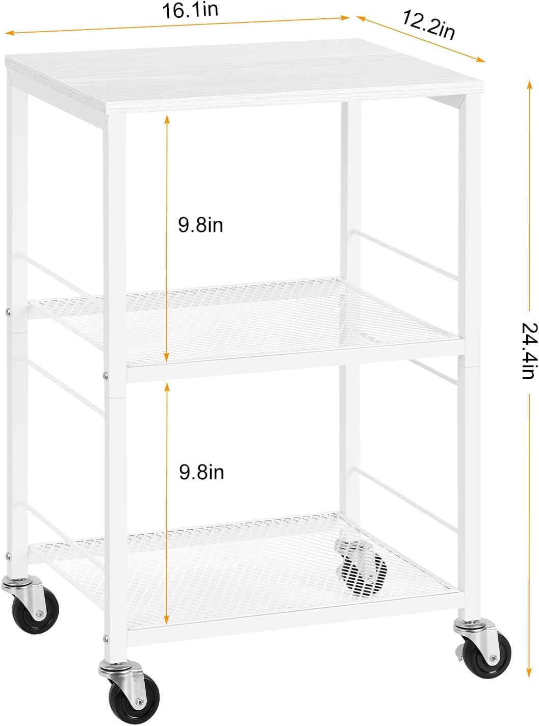 White End Table with 2-Tier Shelf - Multifunctional Side Table for Living Room, Bedroom, Office - Wheels or Adjustable Feet, Easy Assembly