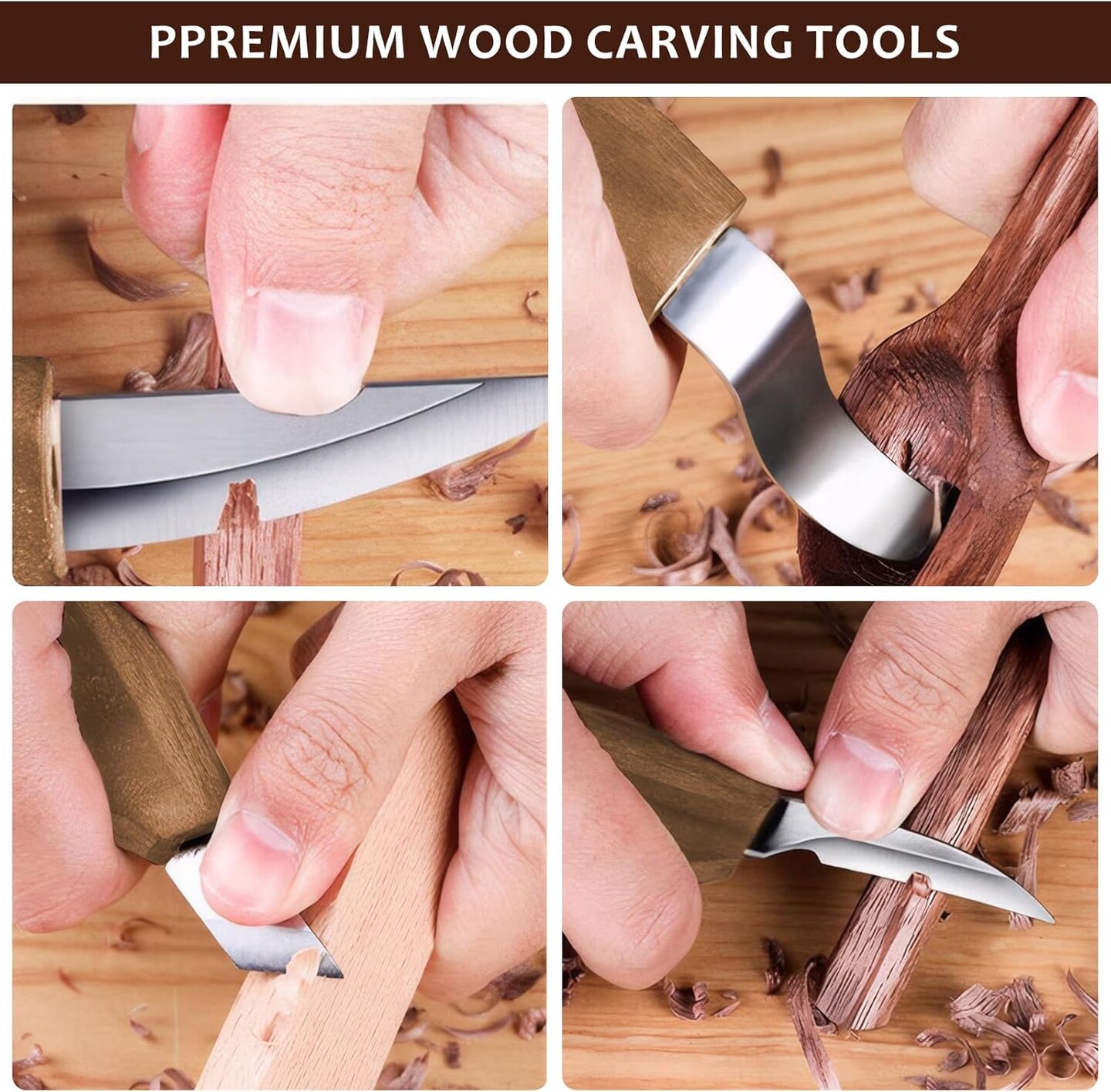 17Pcs Wood Carving Tools Kit - Beginner&#x27;s Wood Whittling Set with 6Pcs Carbon Steel Knife, Gloves, Knife Sharpener for Spoon, Bowl, Kuksa Cup