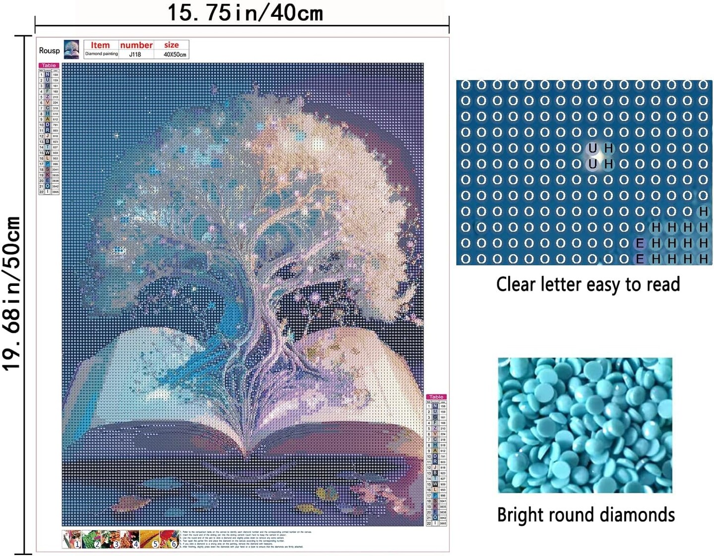 DIY 5D Diamond Painting Kits for Adults Diamond Art White Tree of Life Diamond Painting Full Drill Beginners Craft Kits for Home Wall Decor Gifts, 15.7x19.7inch