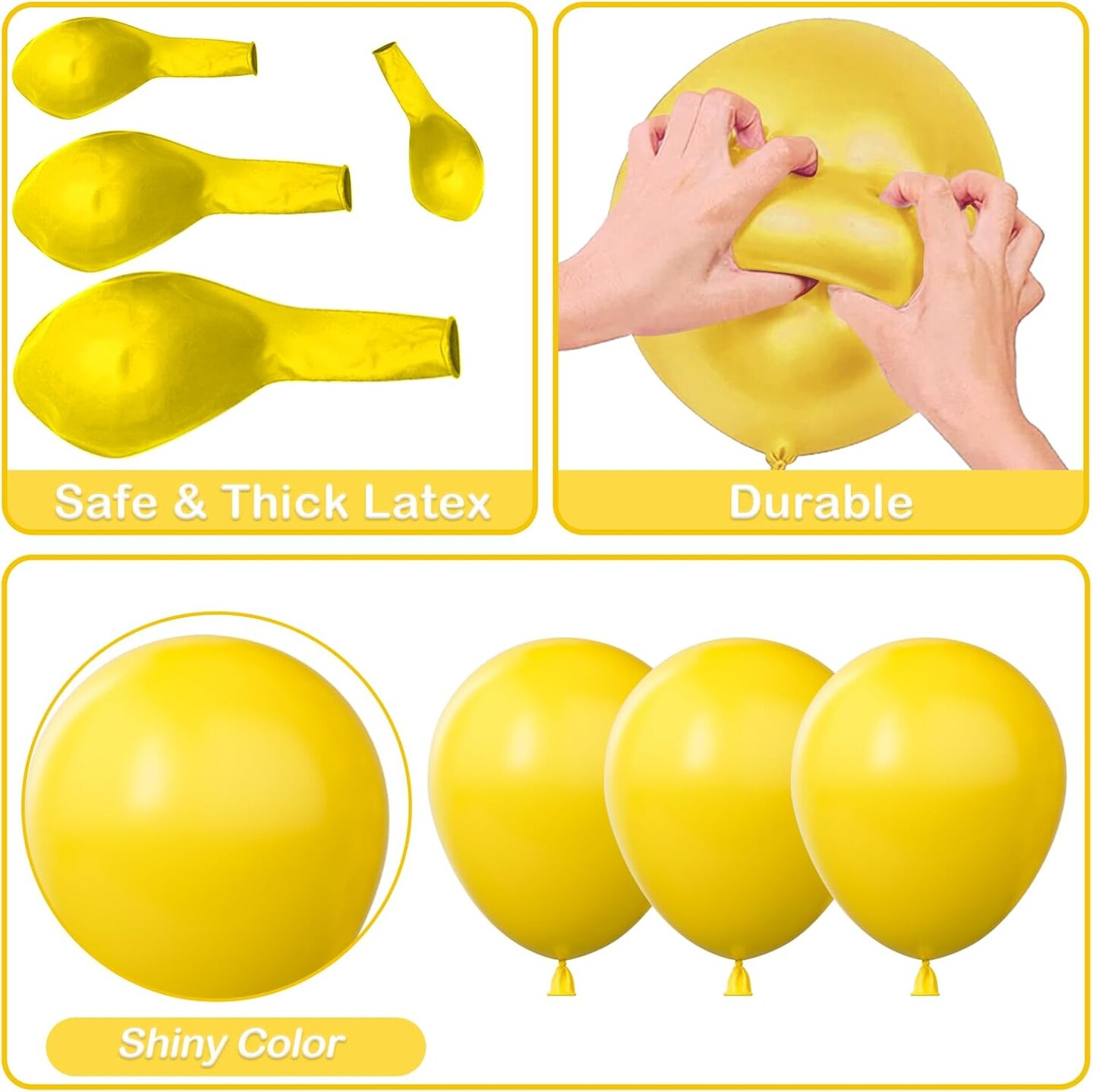 Yellow Balloons Garland Arch Kit, 100PCS 18In 12In 10In 5In Yellow Latex Balloons Garland Arch Kit with Glue Dot Strip and Ribbon for Birthday Weddings Anniversary Graduation Party Decorations