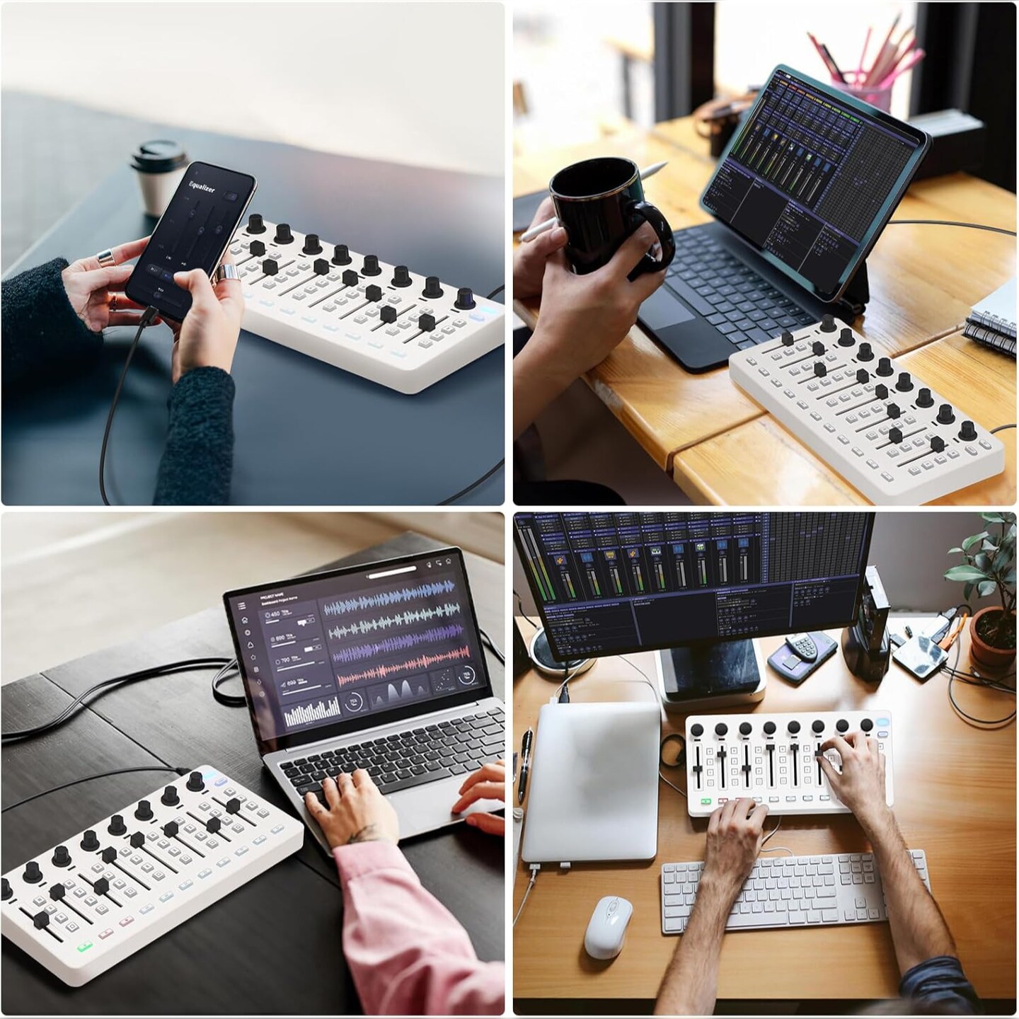 M-WAVE – Wireless MIDI Controller – Bluetooth USB MIDI Mixer with 8 Knobs, DAW Integration