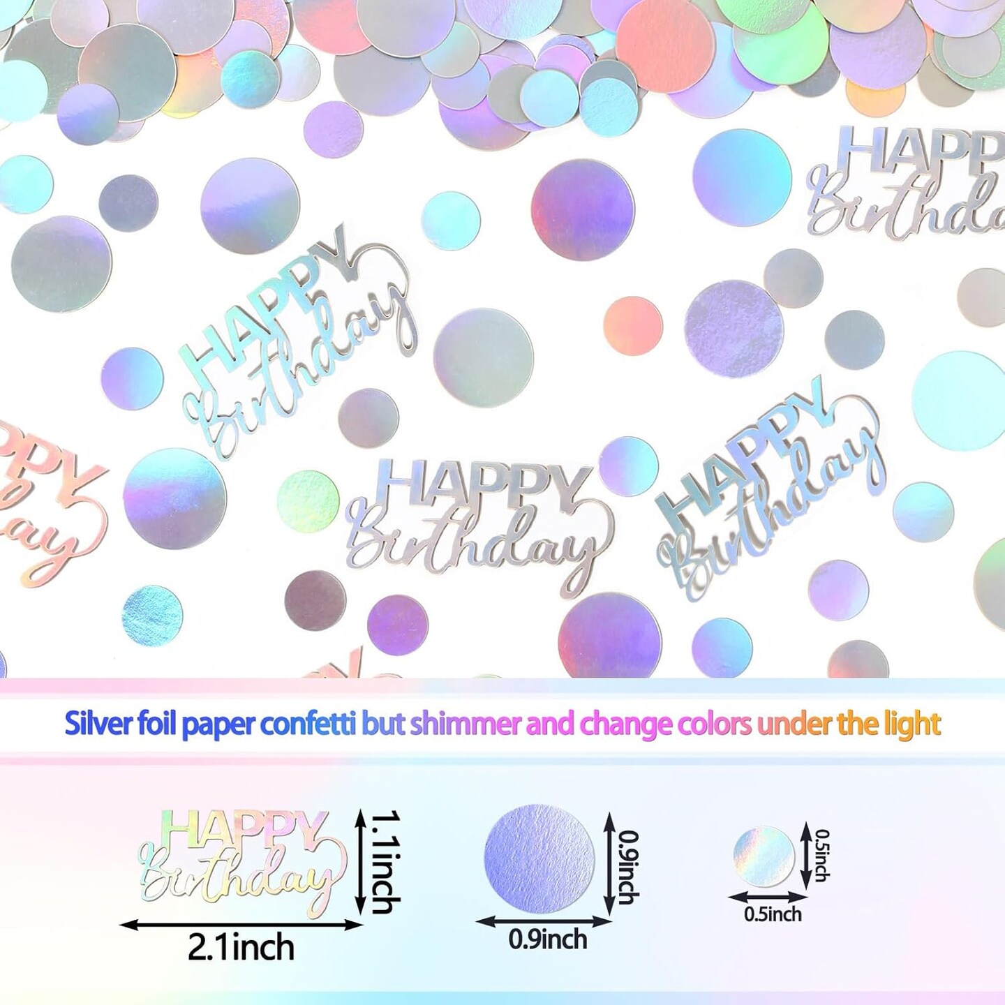 300PCS Iridescent Circle Confetti – Happy Birthday Table Scatter