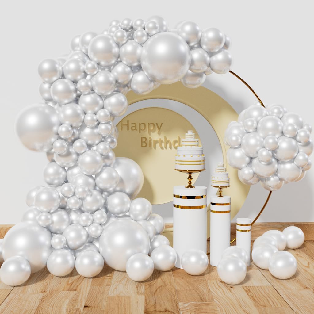 137Pcs Pearl White Balloon Garland Kit, Latex Party Balloons