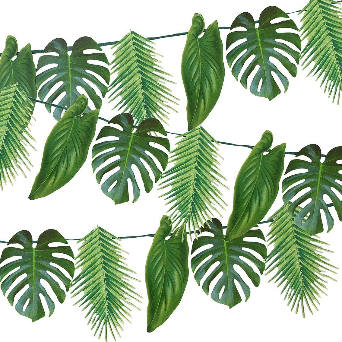 Summer Tropical Palm Leaf Garland Party Decorations, Length 2.6M, 8.5 FT, Green