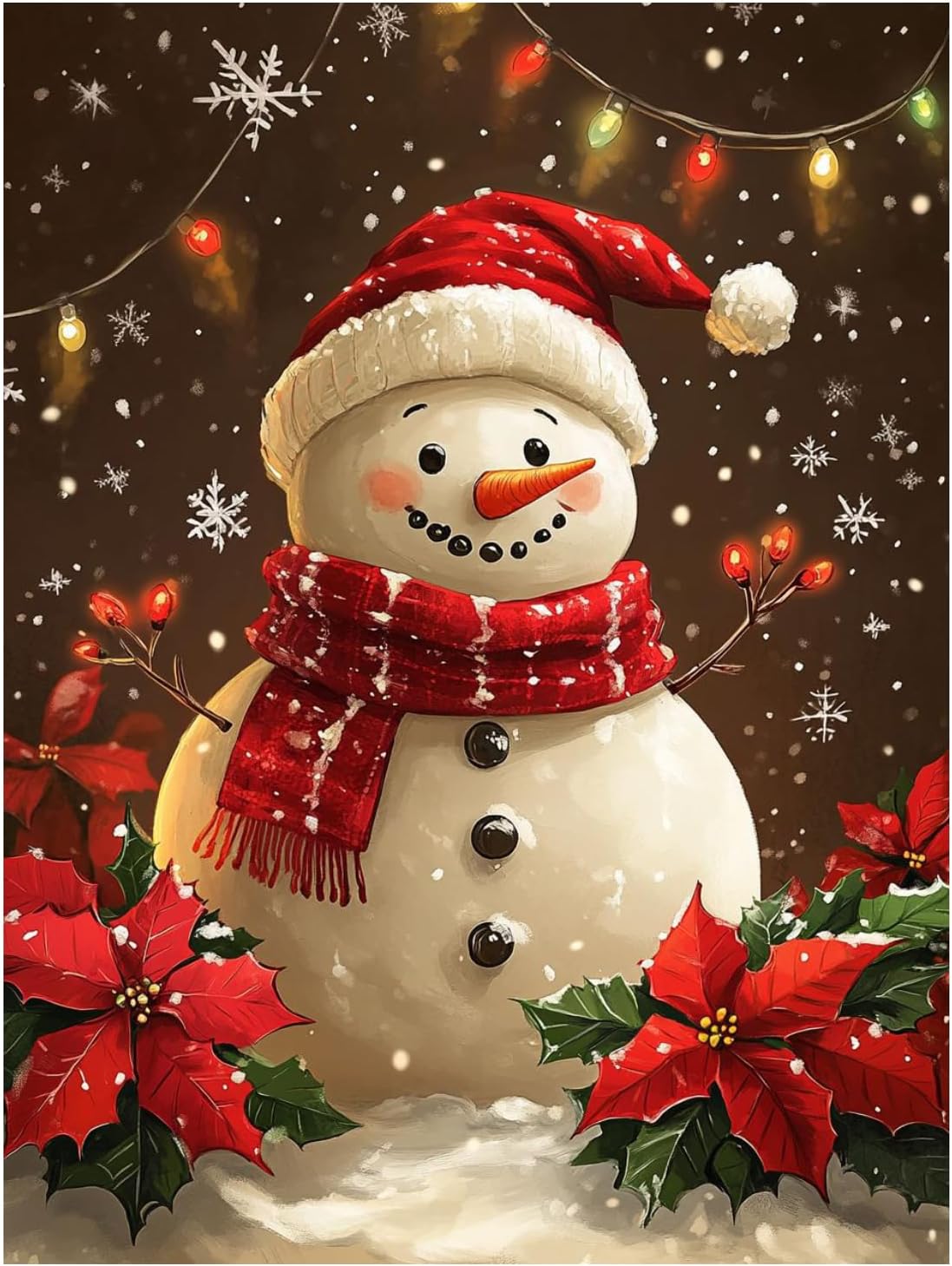 Christmas Paint by Numbers for Adult, Snowman Paint by Numbers Kit for Adults Beginners, DIY Christmas Acrylic Painting on Canvas for Home Wall Art Decor(16x20inch)