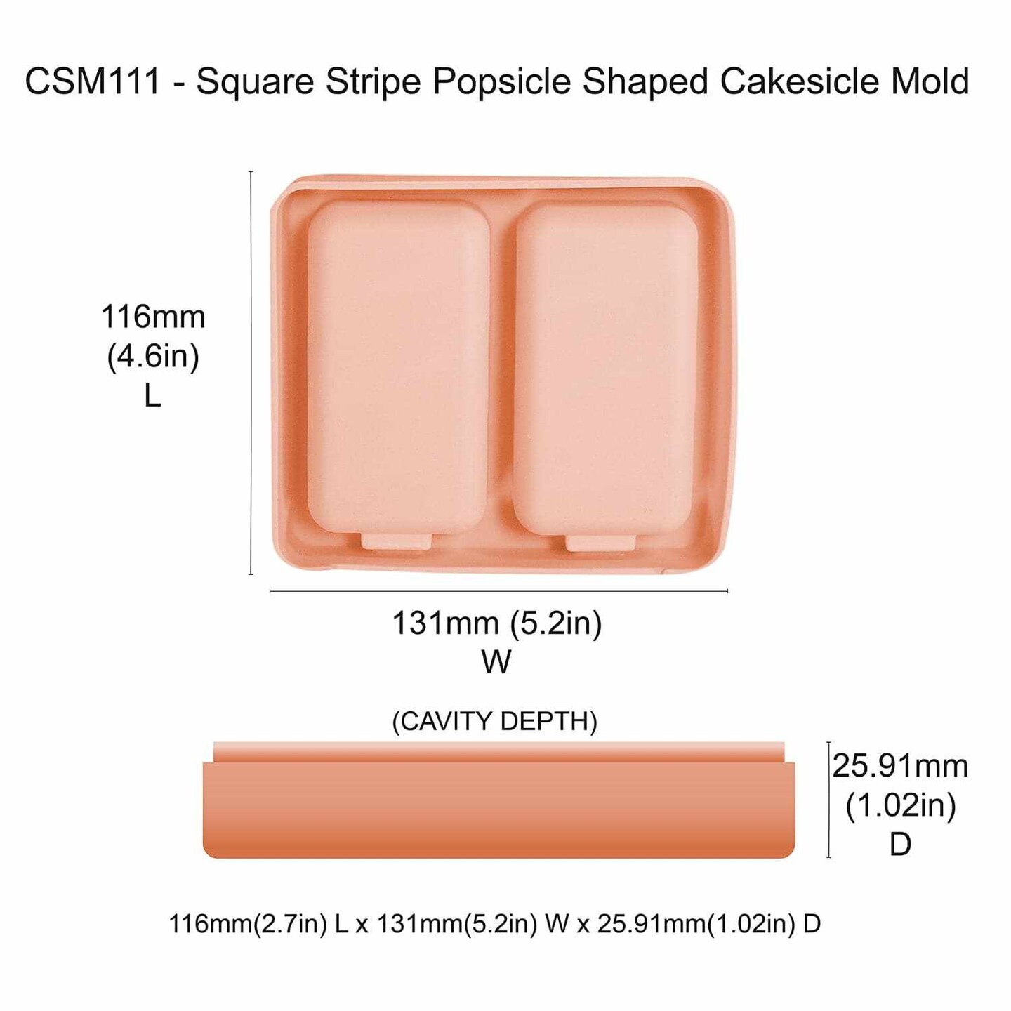 Square Stripe Popsicle Shaped Cakesicle Mold