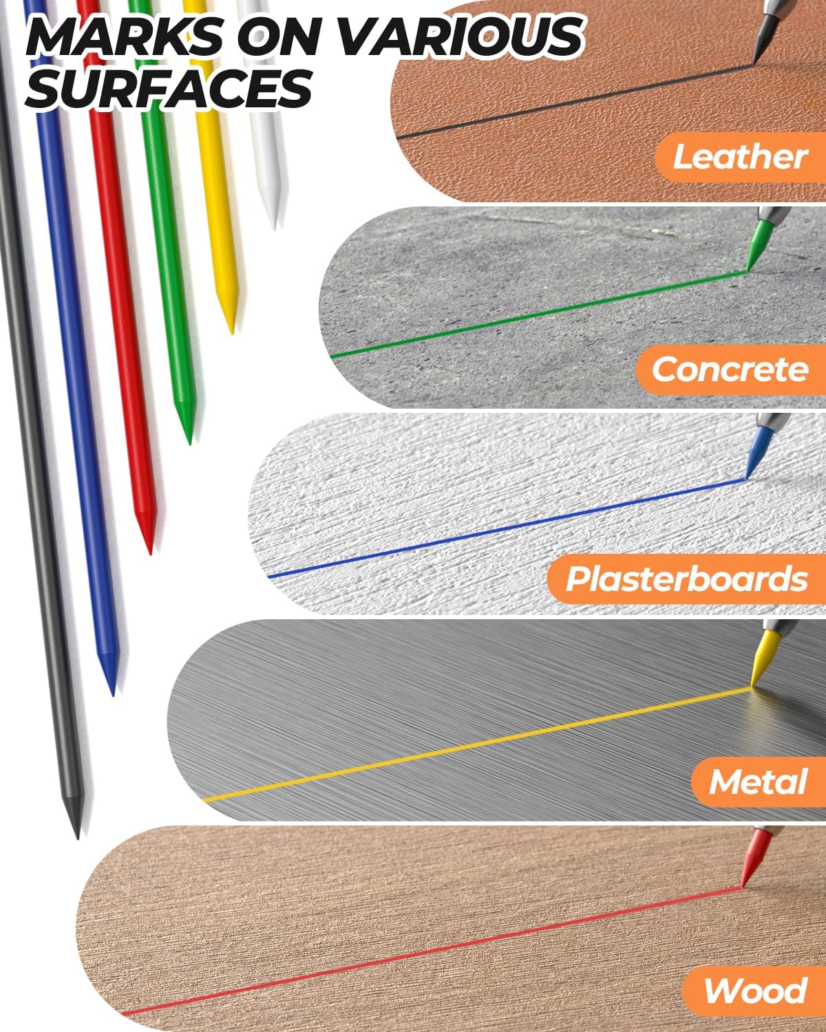 4 Pack Carpenter Pencil with Sharpener, Mechanical Carpenter Pencils with 52 Refills, Construction Pencil Heavy Duty Woodworking Pencils for Architect (Red, Black, Yellow, Blue)