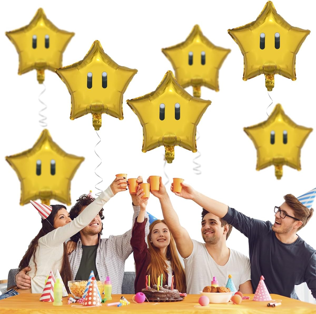 12PCS Star Foil Balloons Super Gold Coin Star Balloons Yellow Star Balloons Kids Birthday Party Decorations Supplies