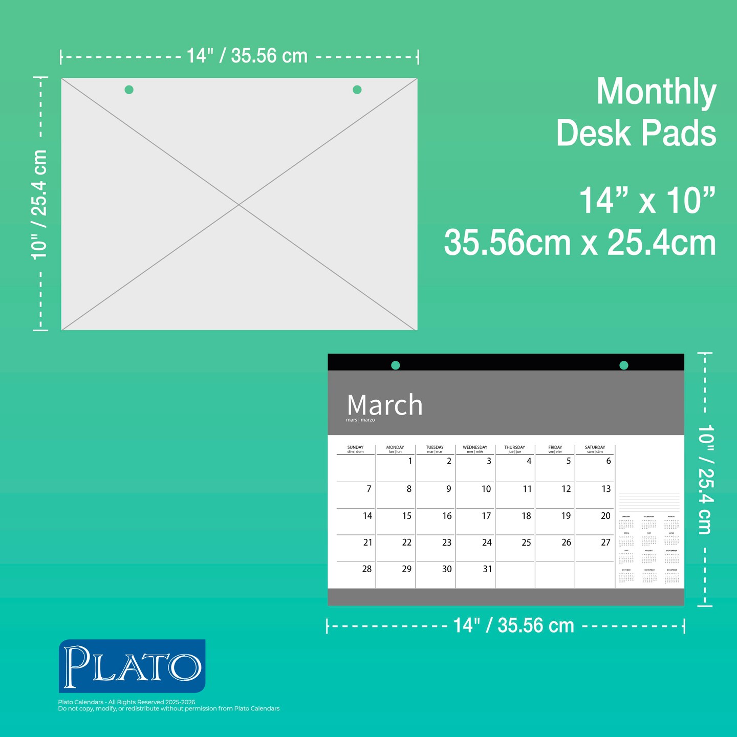 Bonnie Marcus OFFICIAL | 2026 14x10 Inch 18 Months Monthly Desk Pad Calendar | July 2025 - December 2026