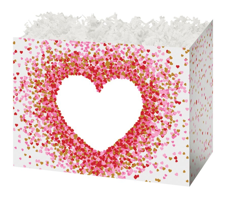 Pack/6: Heart Shape Confetti Basket Box - 6-3/4 x 4 x 5&#x22;