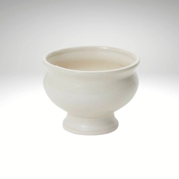 White Ceramic Compote Bowl &#x2013; Pedestal Vase for Flowers-55216-00