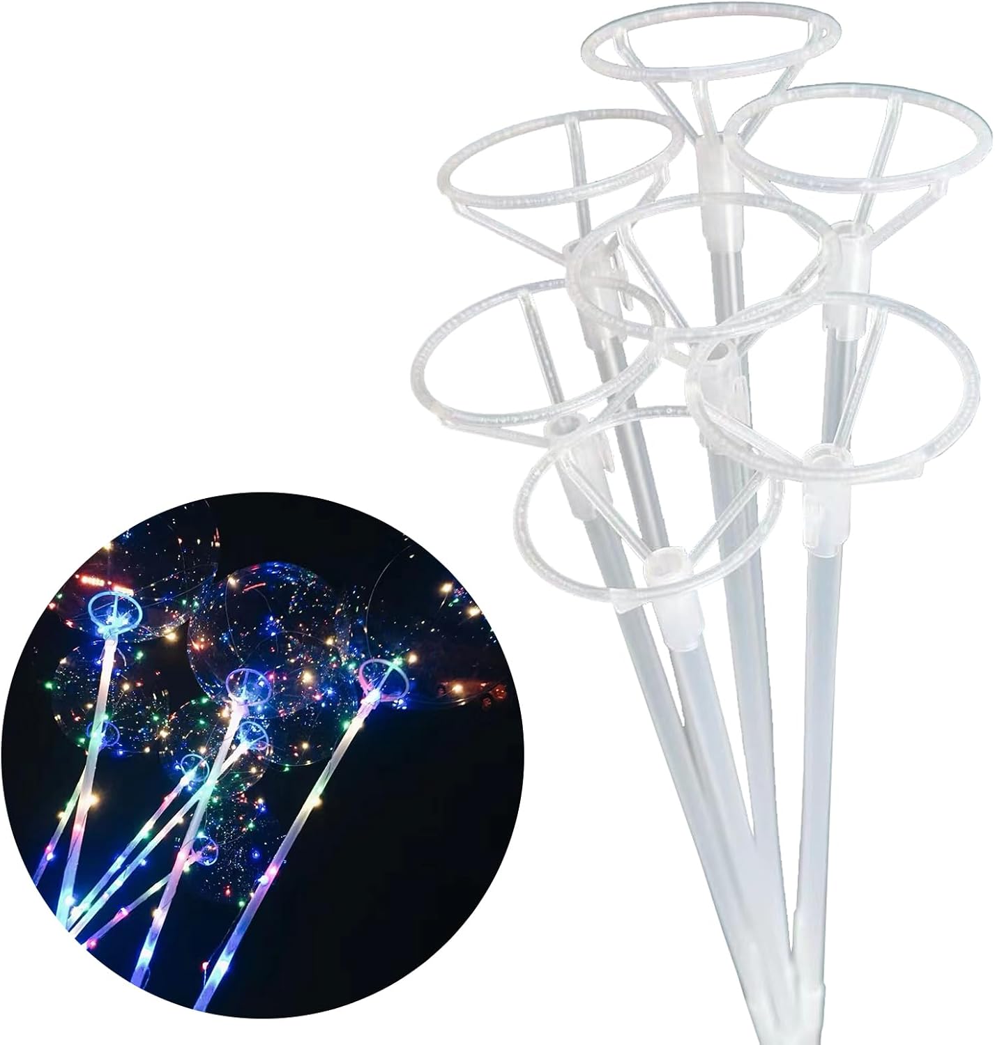 30 Sets 27" Clear Balloon Holder Sticks with Cups – Reusable Bobo Stands for 10"–30" Balloons, Birthday & Party Decor