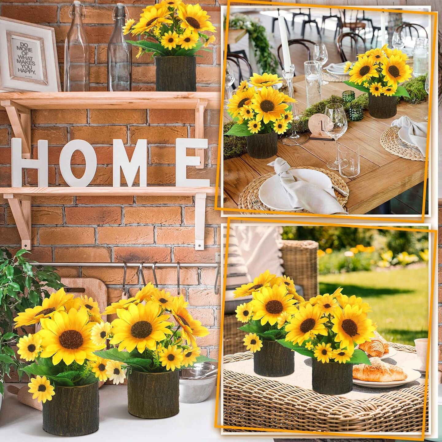 6 Pcs Artificial Sunflower Summer Decor Sunflower Flower in Planters