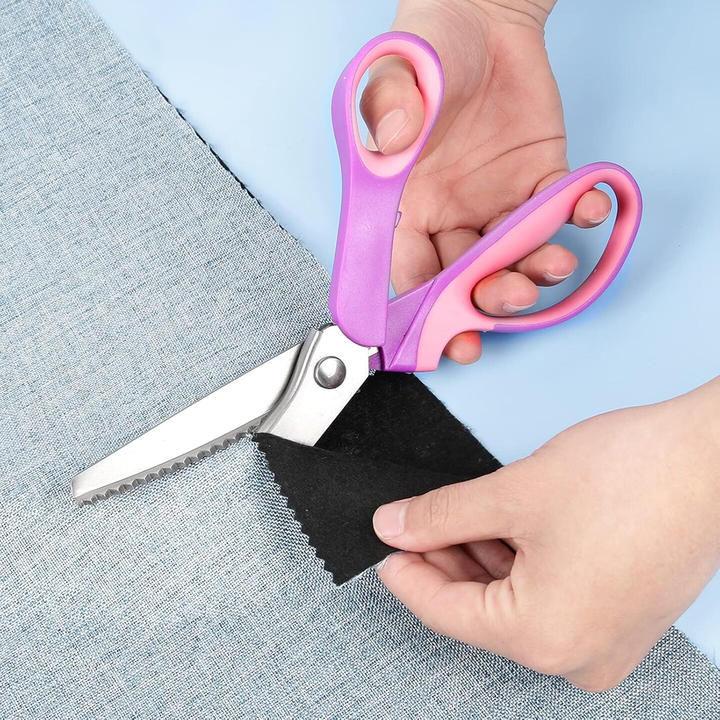 Zig Zag Scissors, Scrapbook Scissors Decorative Edge for Adults, Great for Many Kinds of Sewing Fabrics Leather and Craft Paper, Professional Handheld Dressmaking