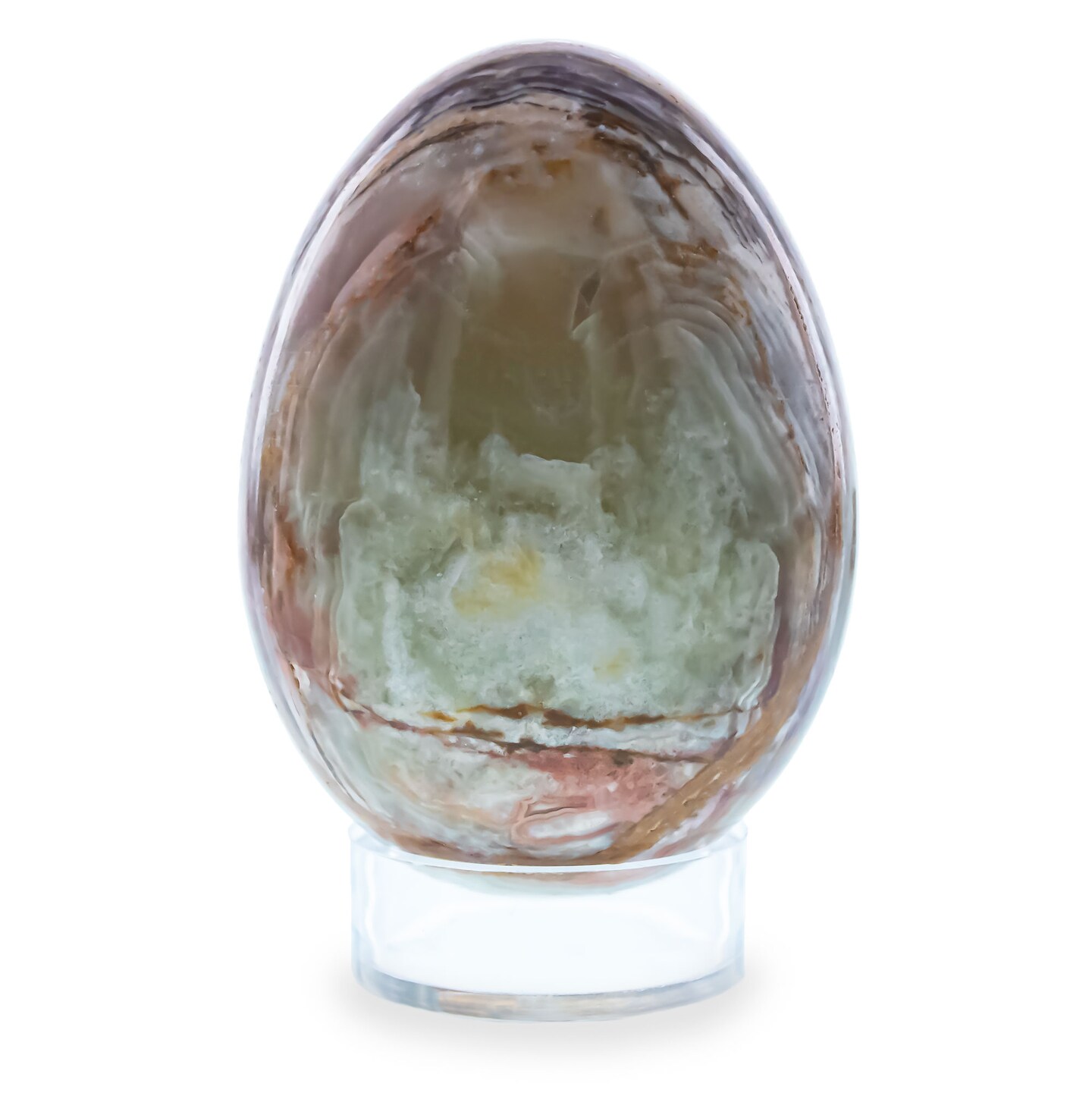 Natural Marble Egg with Plastic Stand 3 Inches Tall