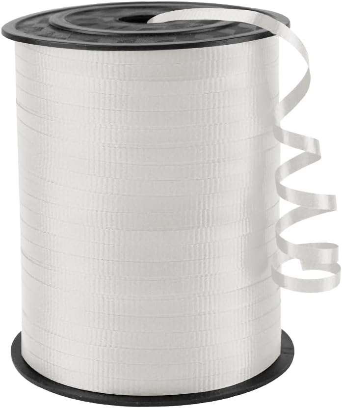 500 Yards White Crimped Curling Ribbon – 1/5" for Gift Wrapping, Balloons & Party Decor