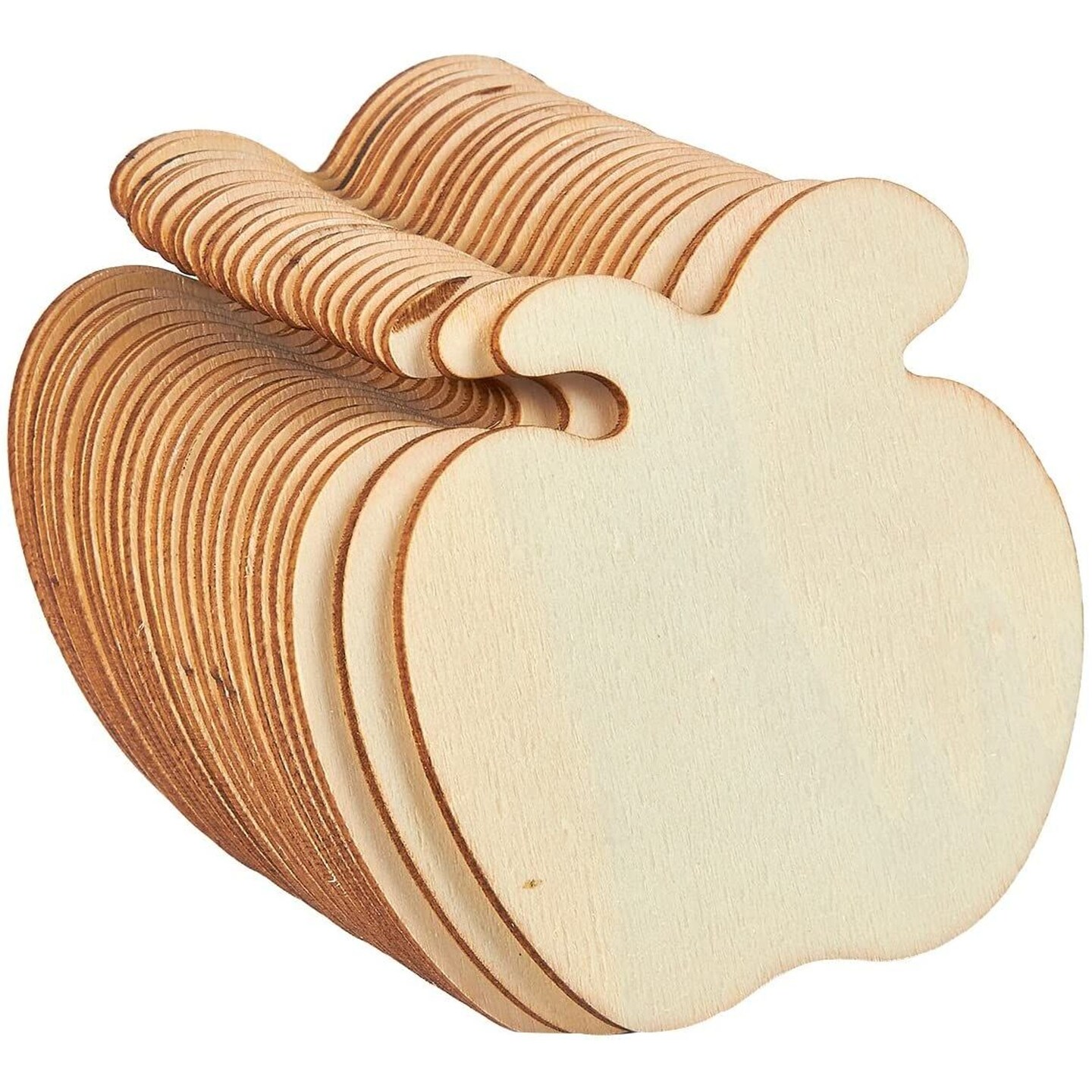 24 Pack Apple Shaped Unfinished Wood Cutouts for Crafts, Classroom Supplies, DIY Projects (3.5 x 3.5 In)