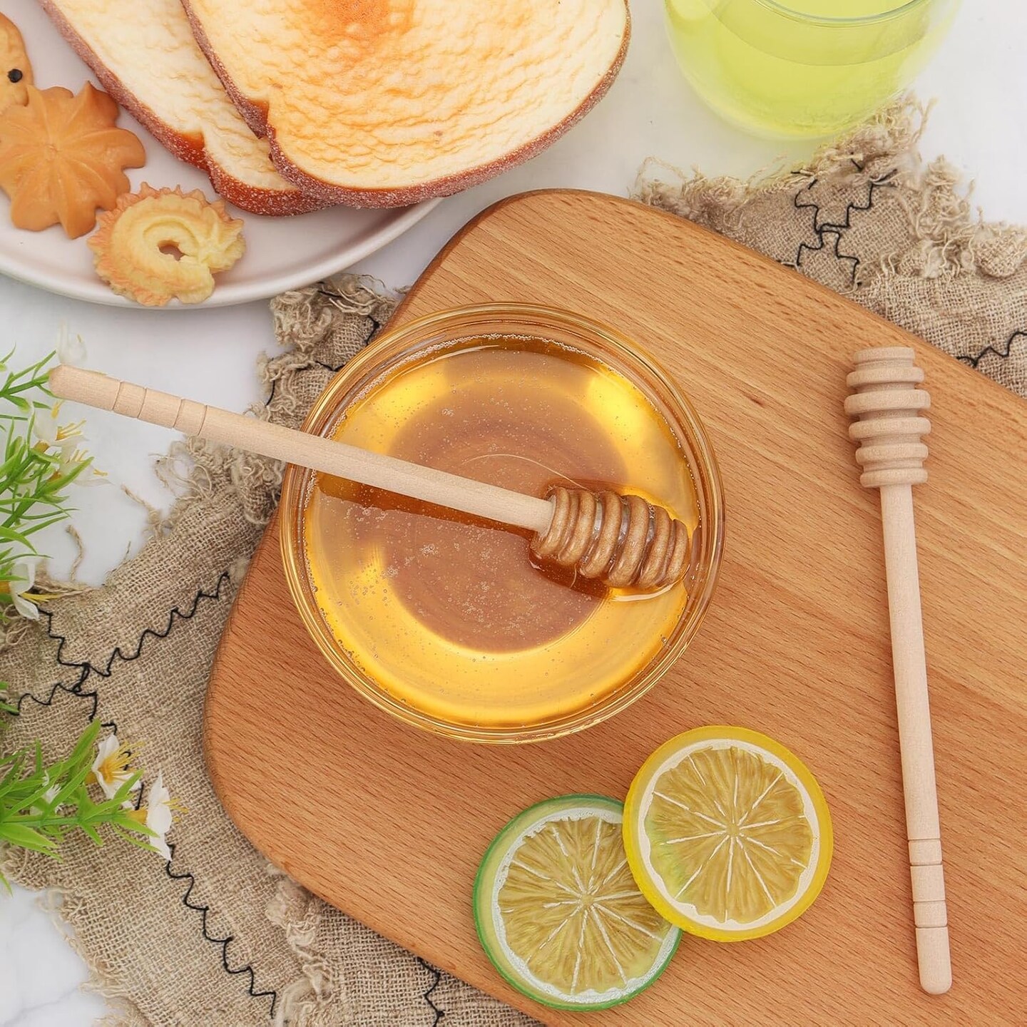 6 Pcs Honey Dipper Sticks, 6.3 Inch Wooden Honey Mixing Stirrer for Honey Jar Dispense Drizzle Honey, Honey Comb Sticks Honey Wand for Bridal Shower Baby Shower Wedding Party Favors