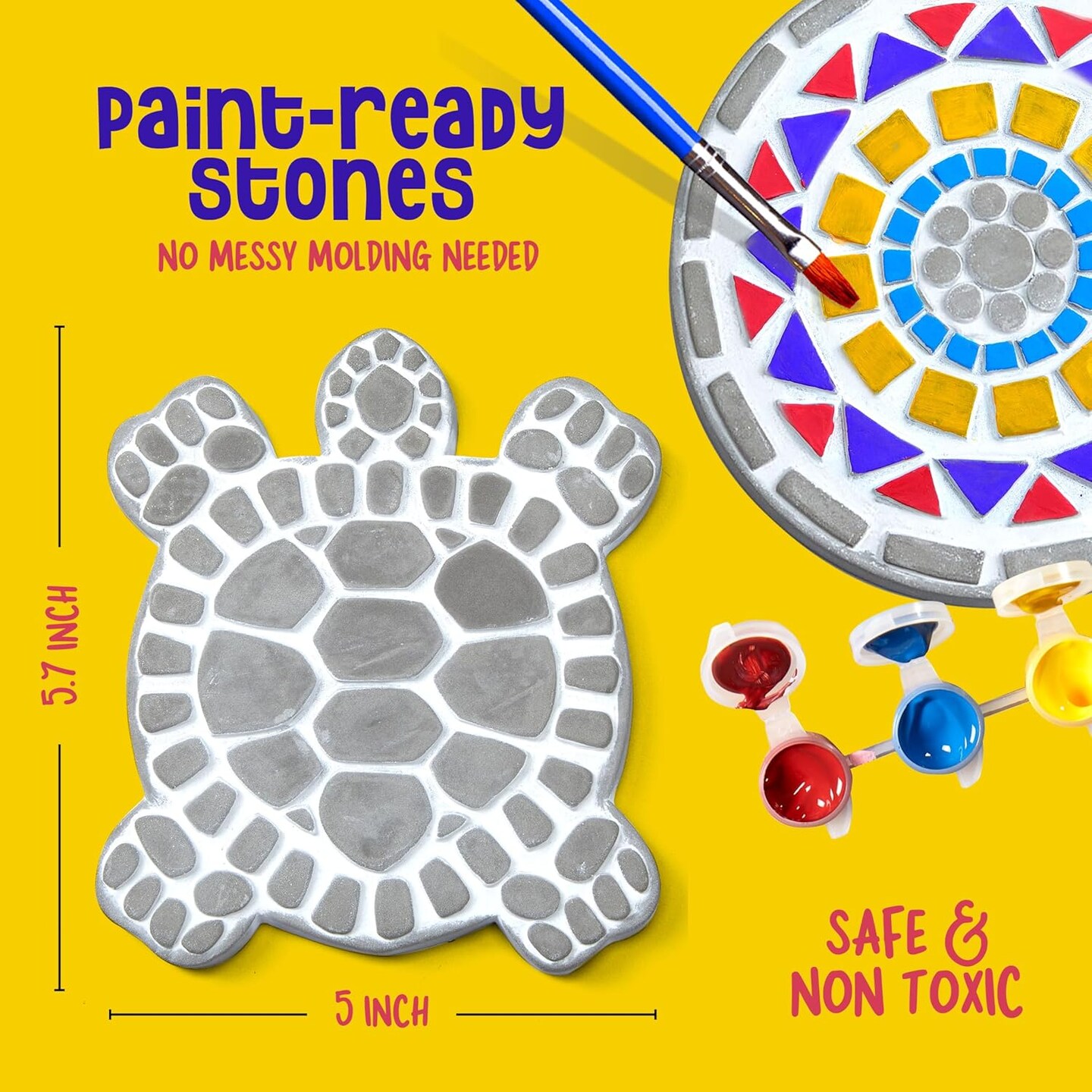 Summer Stepping Stones Painting Kit for Kids - Outdoor Summer Crafts - Paint 5 Garden Stone - Unicorn Craft Kits for Boys, Girls Ages 6-12 - Gifts for Boy, Girl Age 6, 7, 8, 9, 10 + Year Old - Summer Gift