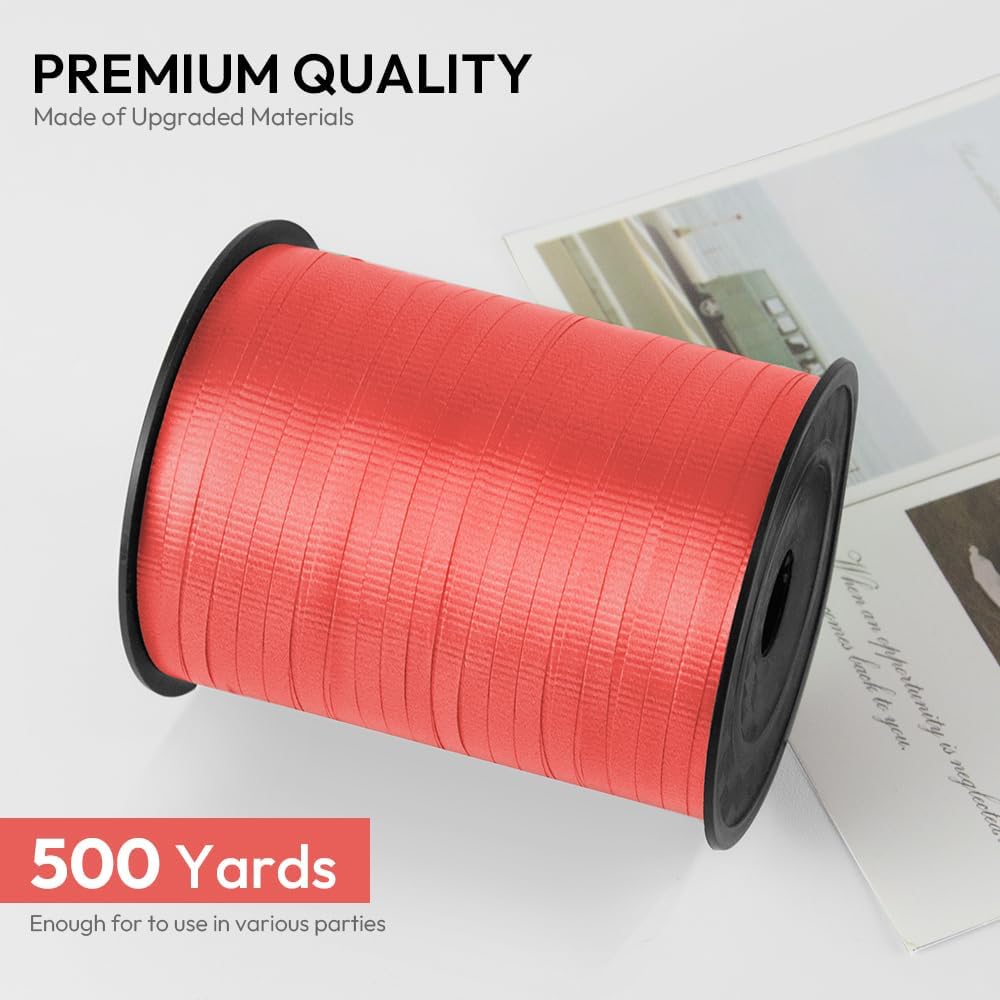 500 Yards Red Crimped Curling Ribbon – 1/5" for Gift Wrapping, Balloons & Party Decor