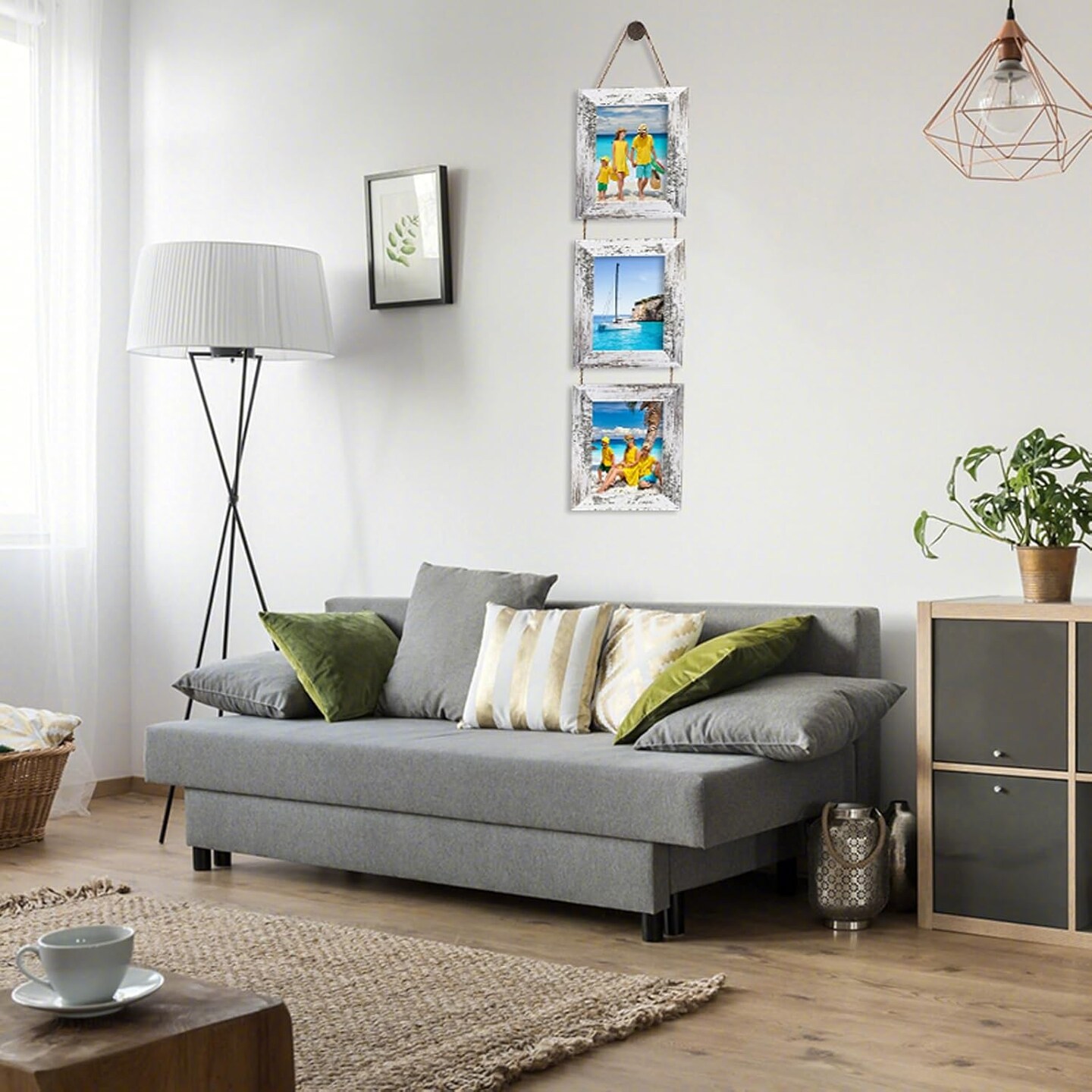 Picture Frames, 4x6 Picture Frames Collage Wall Decor, Wall Hanging Picture Frames Collage with 3 Opening, MDF Wood Frames 2 Pack(Rustic White)