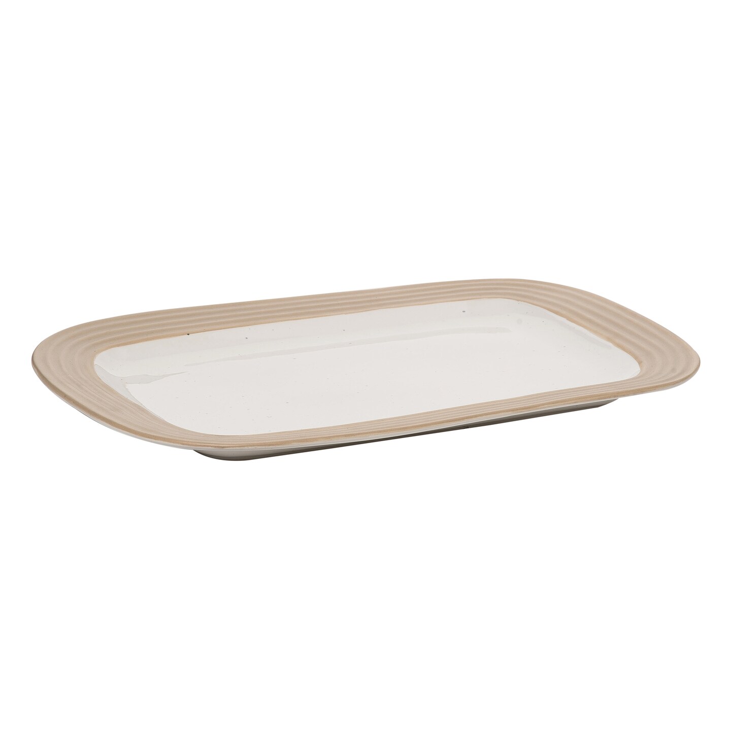 Transpac Ceramic 16.3 in. Off-White  Rectangular Platter