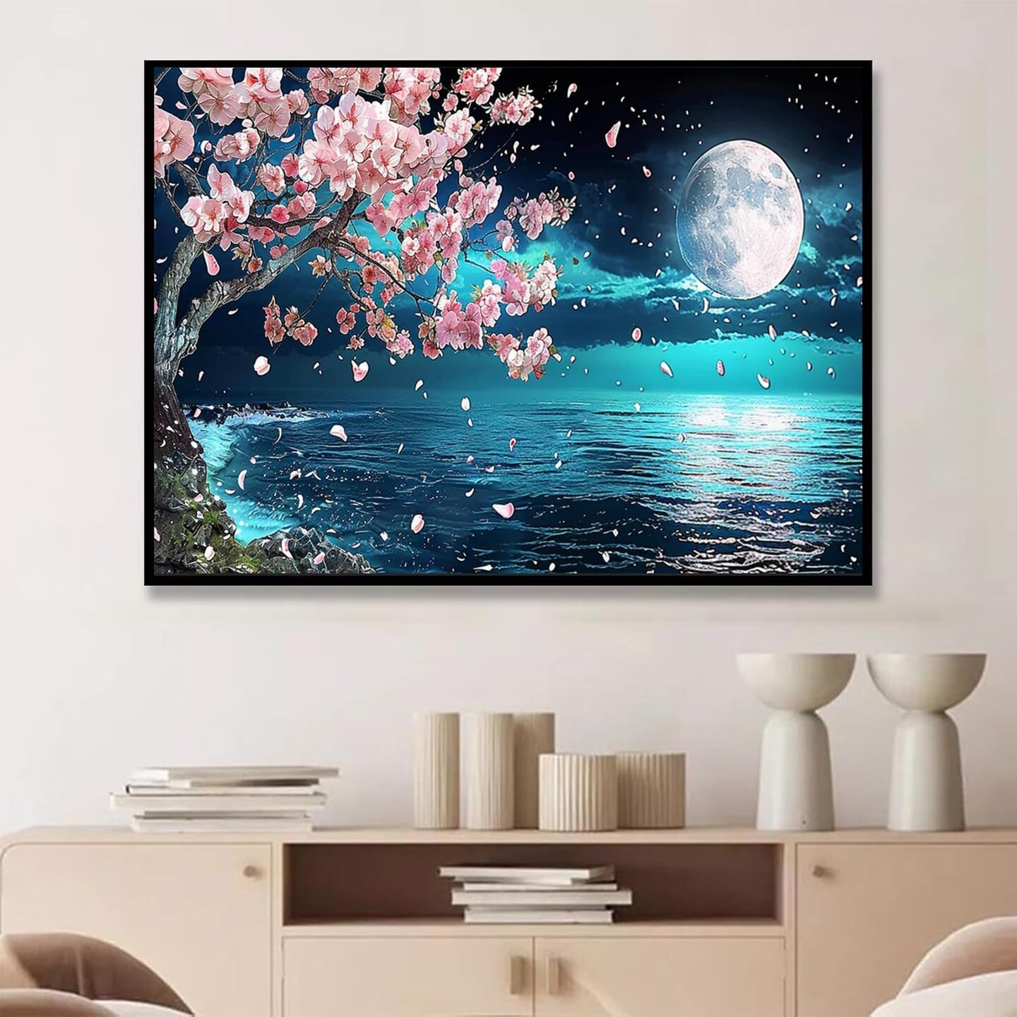 Moon Diamond Art Painting,Large Diamond Painting Lake Kits for Adults,DIY Full Drill Crystal Rhinestone Arts,Gem Art Painting with Diamond Home Wall Decor