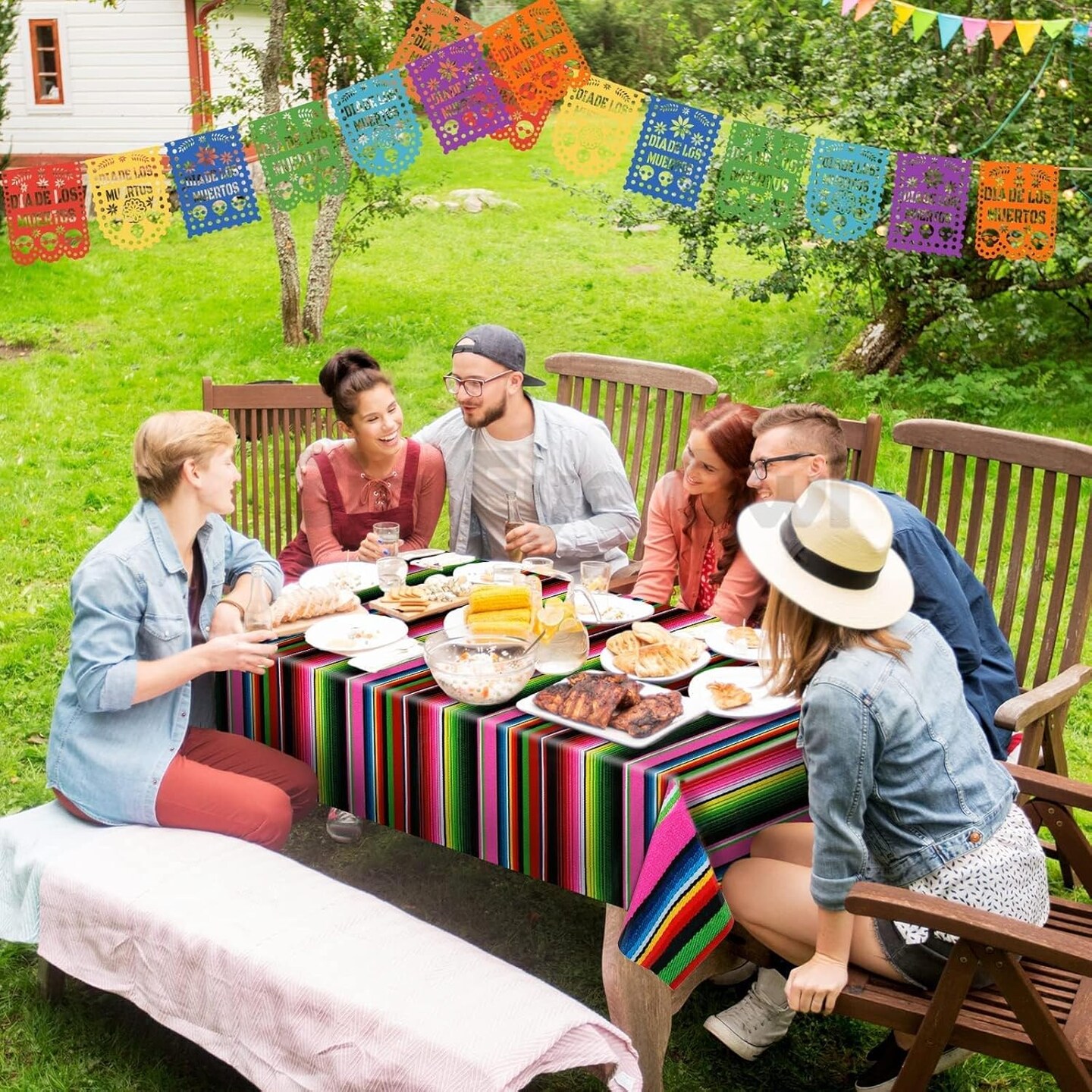 3-Pack Mexican Fiesta Tablecover – Disposable Plastic Cinco de Mayo & Birthday Party Tablecloth