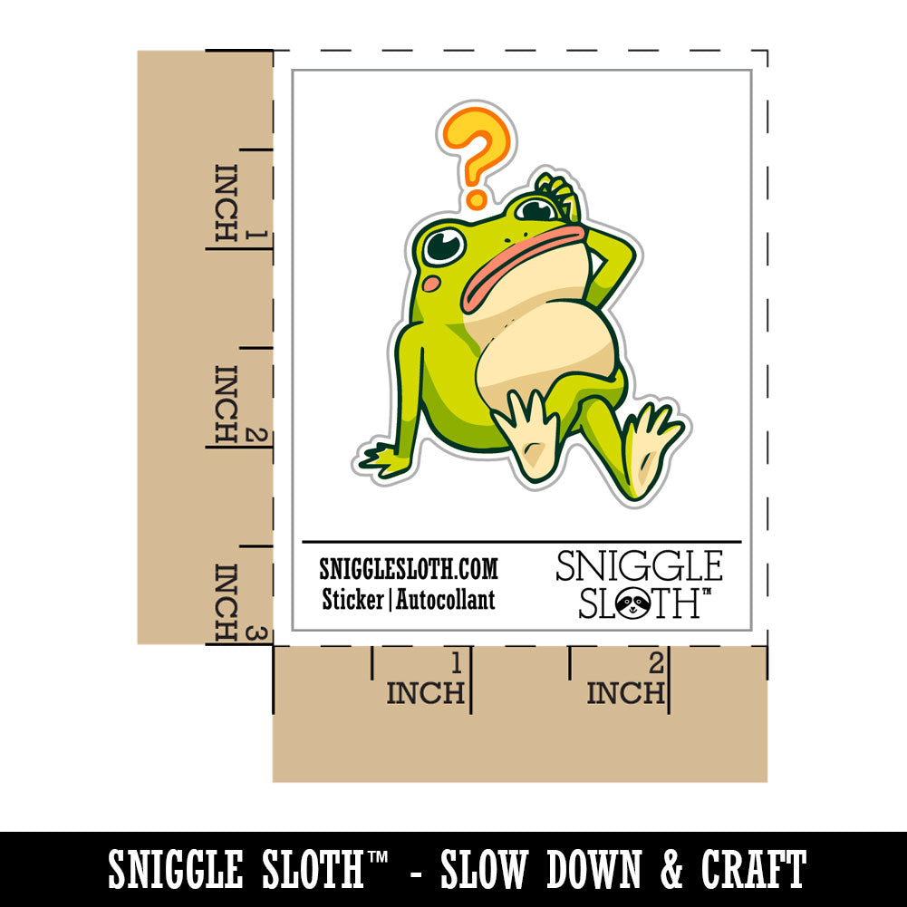 Water Bottle Sticker Set Silly Confused Frog Question Mark Cute Waterproof Vinyl Stickers Pack Decal, Skateboard, Laptop, Car, Window, Bumper - 5 Pack