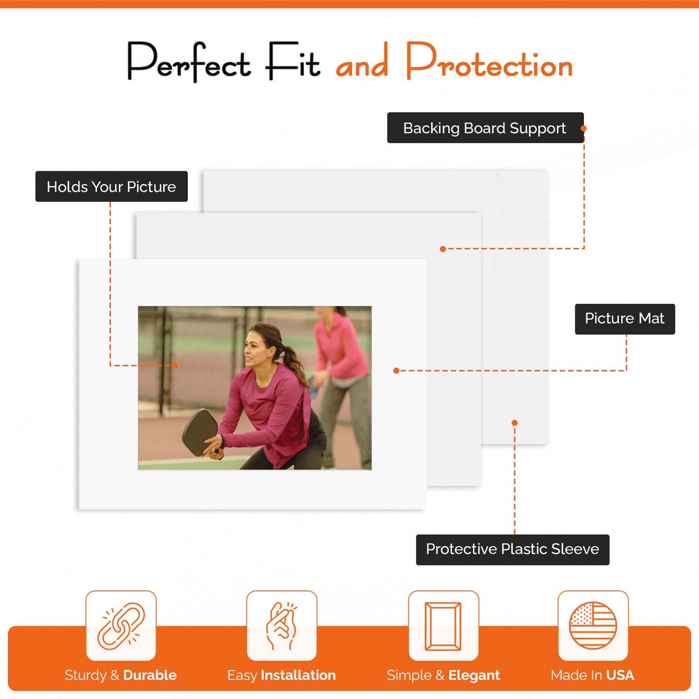 iFrame Pre-Cut White Mats with light Cream Bevel-Cut + Backing Boards + Transparent Clear Plastic Bags