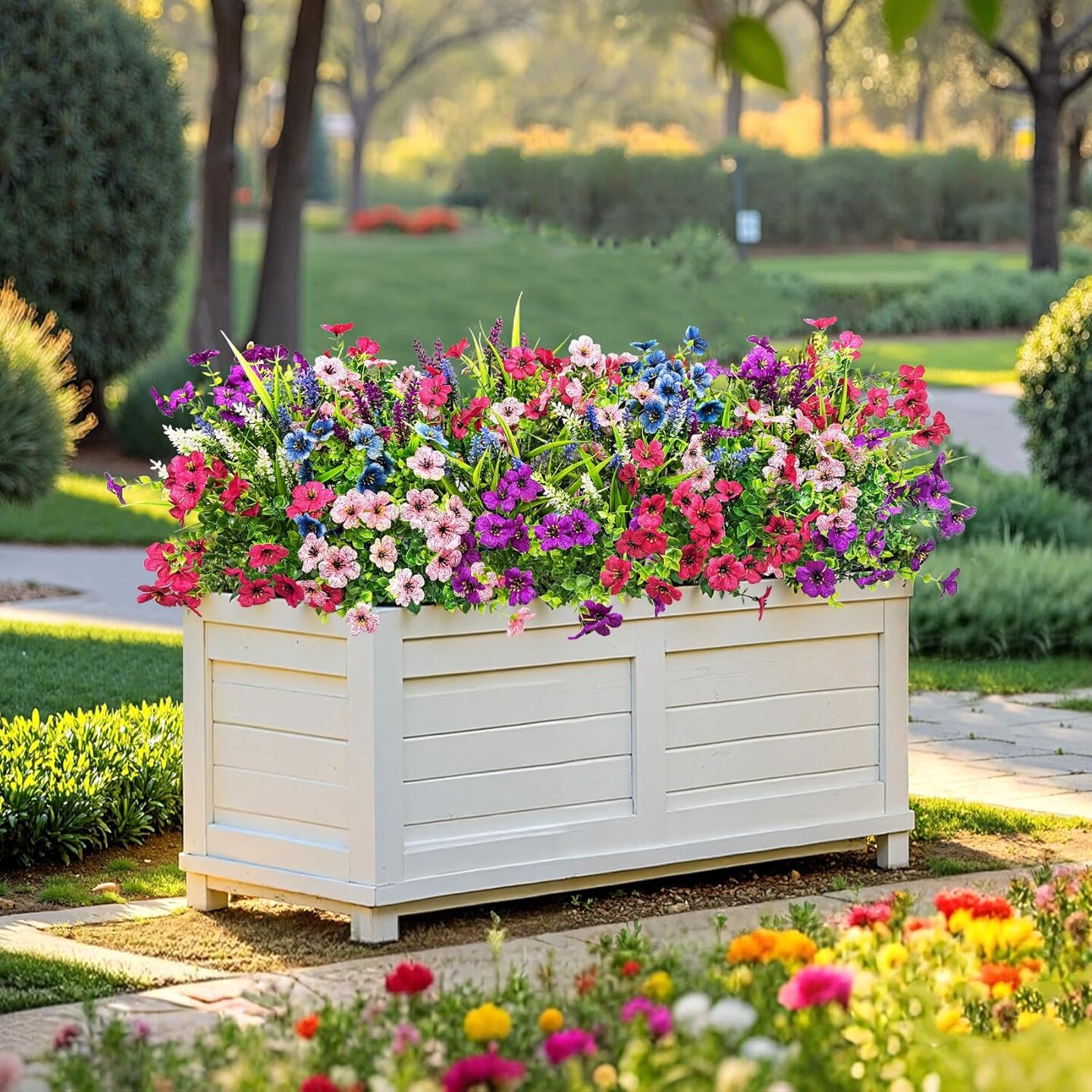 20 Bundles Artificial Summer Bouquets Flowers for Outdoors Decoration Fake Silk Flowers