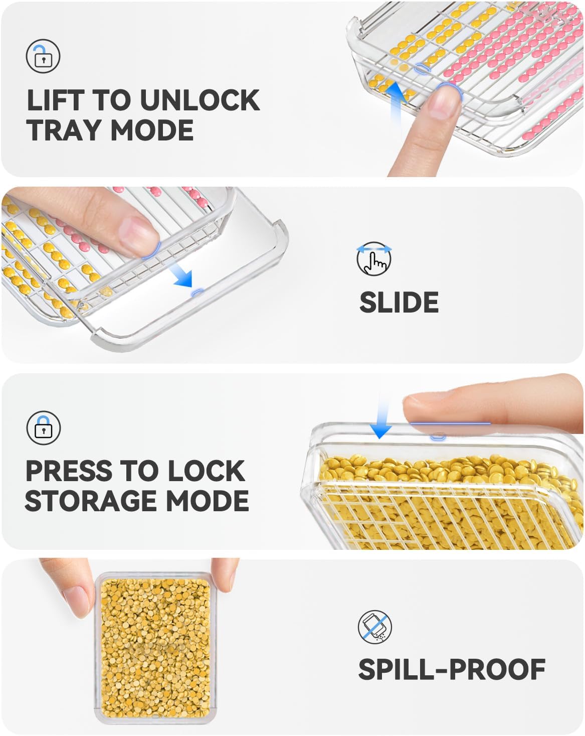 15-Piece Diamond Art Storage Trays Kits for Adults with Lids, 2-in-1 Stackable Diamond Painting Accessories and Tools