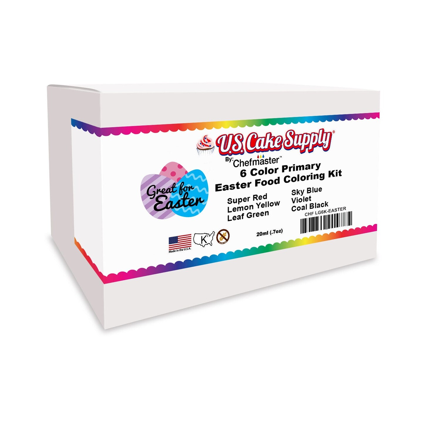 U.S. Cake Supply 6 Color Primary Easter Food Coloring Kit