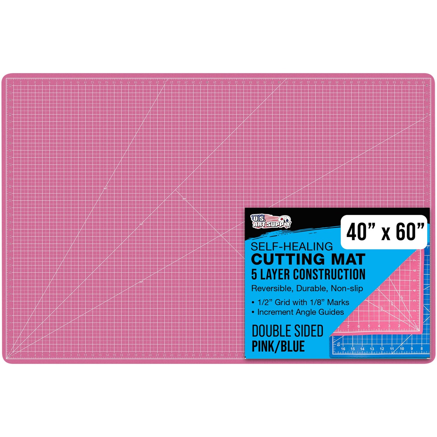 40&#x22; x 60&#x22; Pink/Blue Professional Self Healing 5-Ply Double Sided Durable Non-Slip Cutting Mat Great for Scrapbooking Quilting Sewing Arts &#x26; Crafts